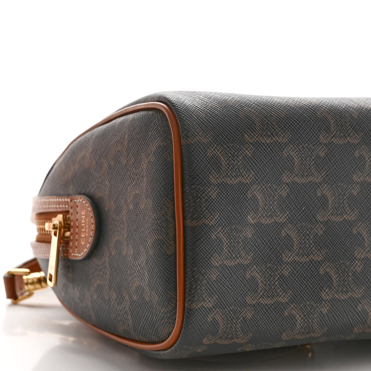 Triomphe Canvas Calfskin Small Boston Bag Tan