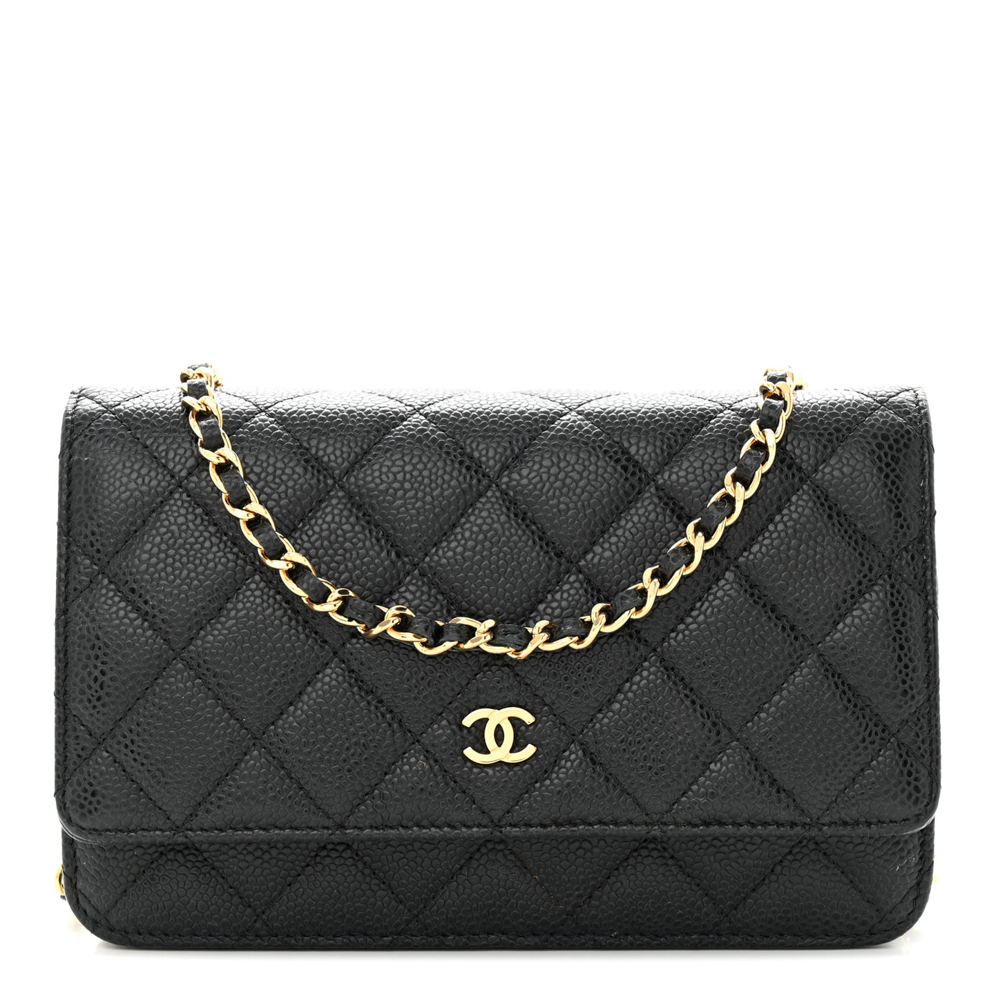 Caviar Quilted Wallet on Chain WOC Black
