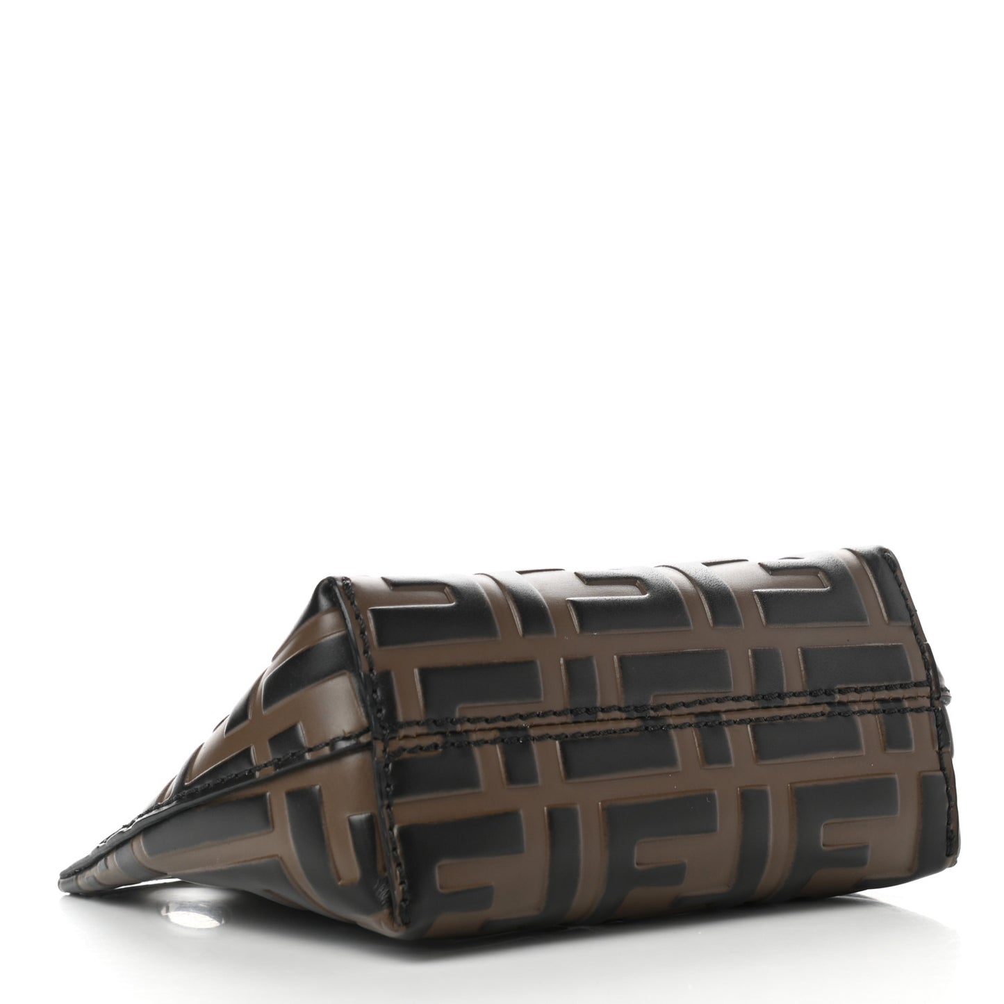 Calfskin FF 1974 Embossed Pyramid Pouch Maya Black