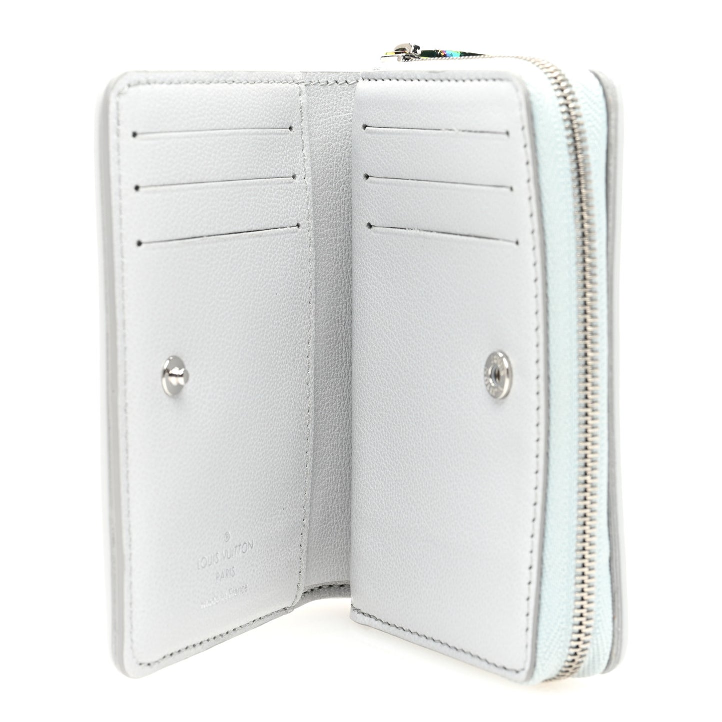 Lambskin Embossed Monogram LV Ski Lou Coussin Wallet Gray