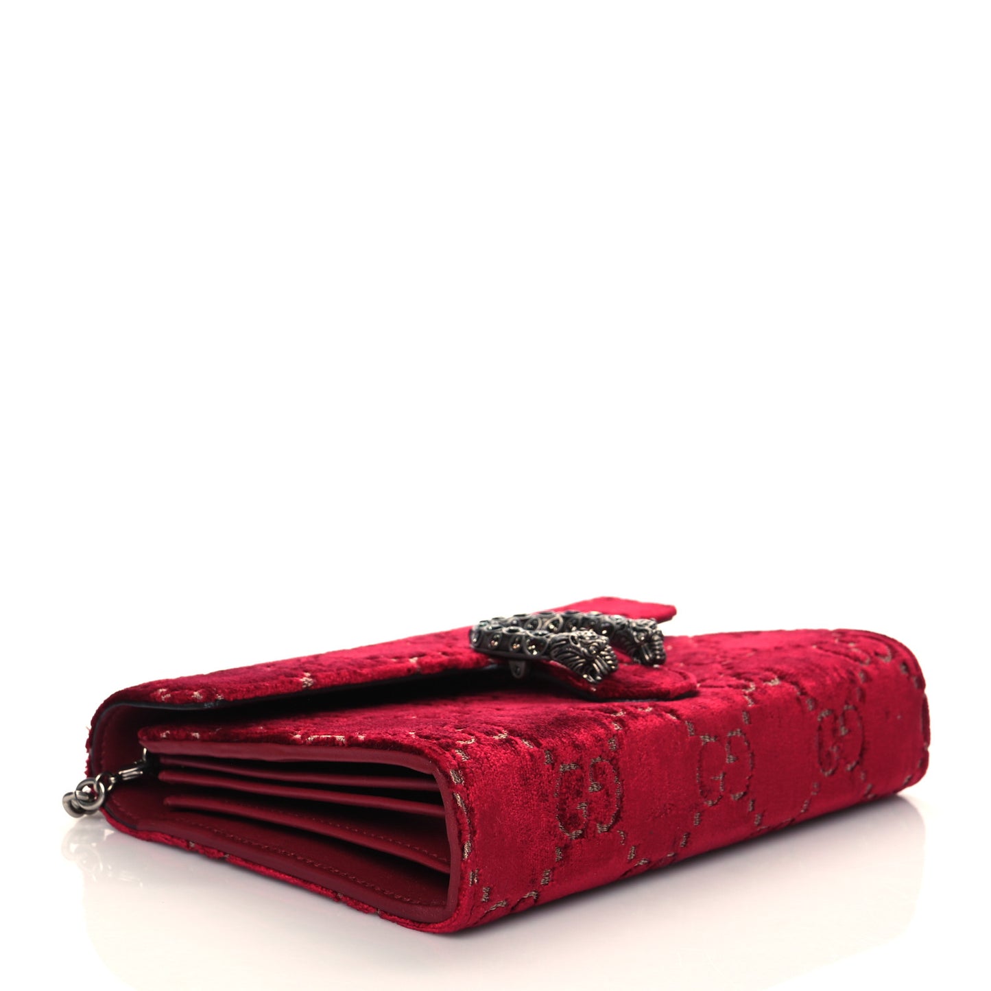 Velvet GG Monogram Mini Dionysus Chain Wallet Red Cipria