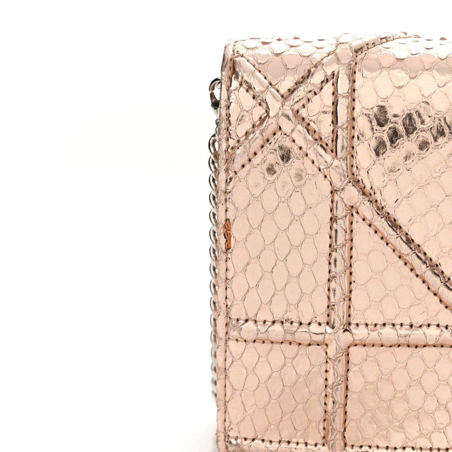 Christian Dior Snakeskin Diorama Wallet on Chain Pouch Rose Gold 14 of 16