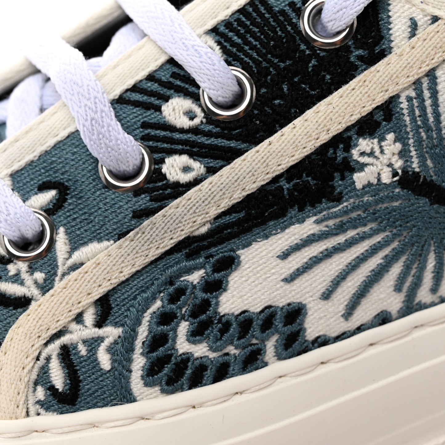 Cotton Butterfly Bandana Embroidered Walk'N'Dior Low Top Sneakers 36.5 Deep Blue