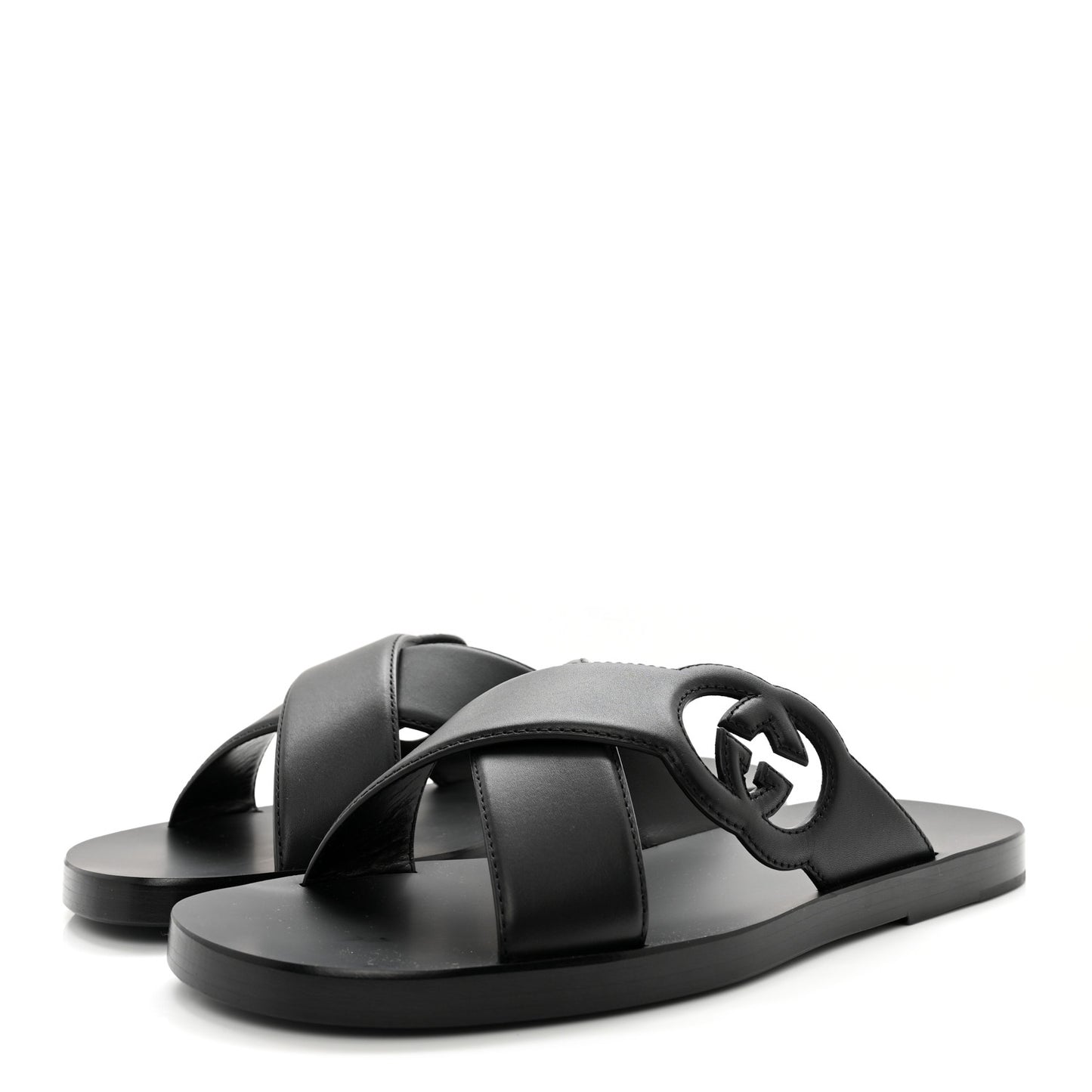 Cosmos Softy Calfskin Interlocking G Sandals 10 Black