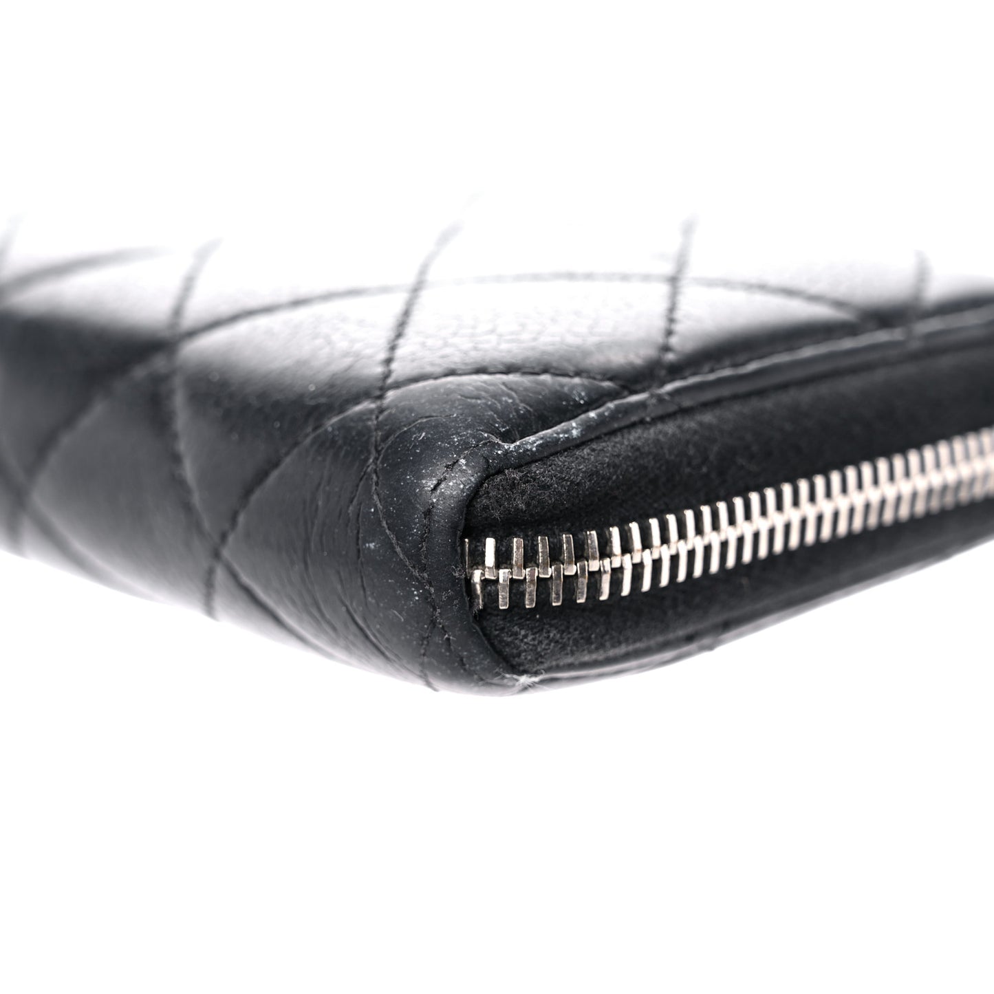 Caviar Quilted Medium Zip Around Wallet Black