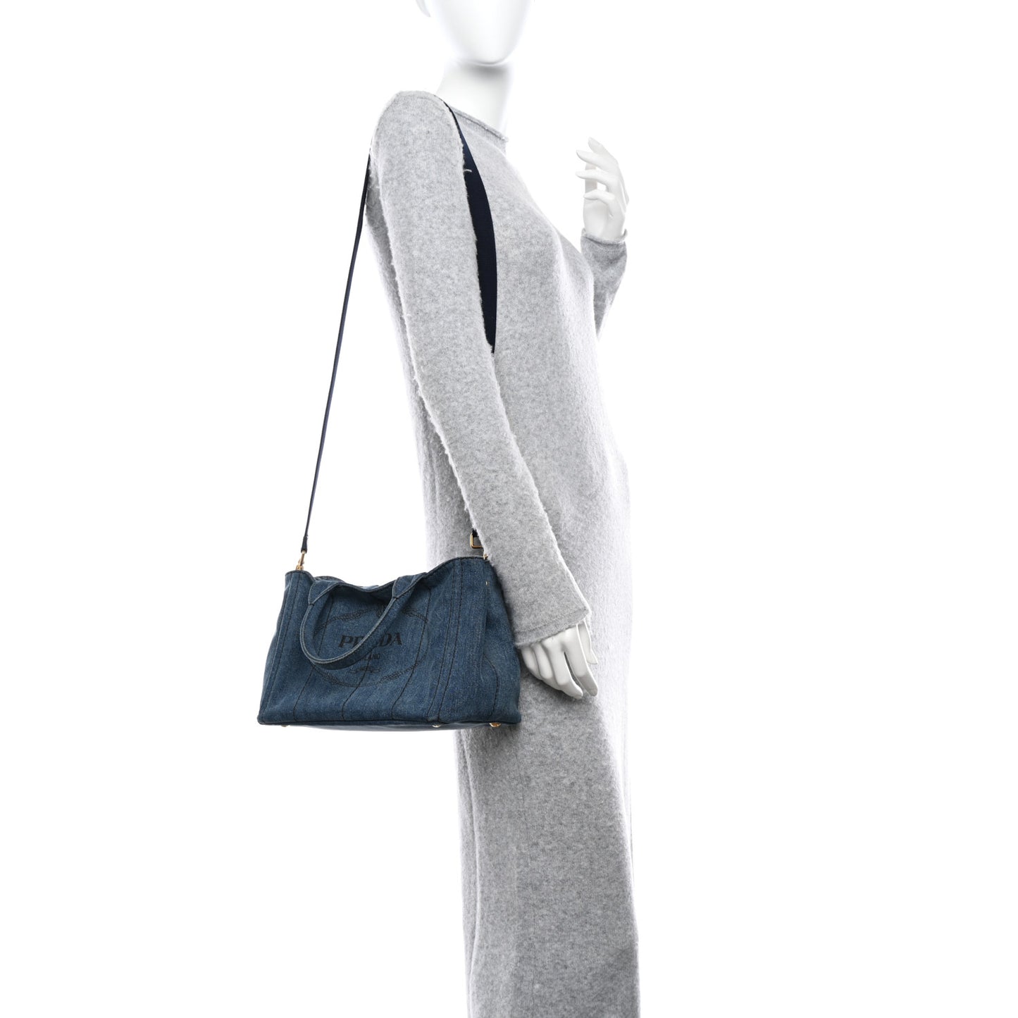 Denim Small Logo Tote Bleu
