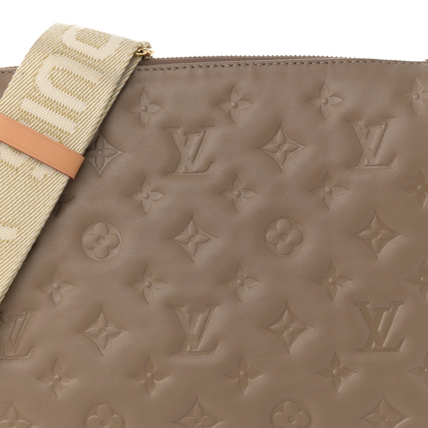 Lambskin Embossed Monogram Coussin PM Taupe