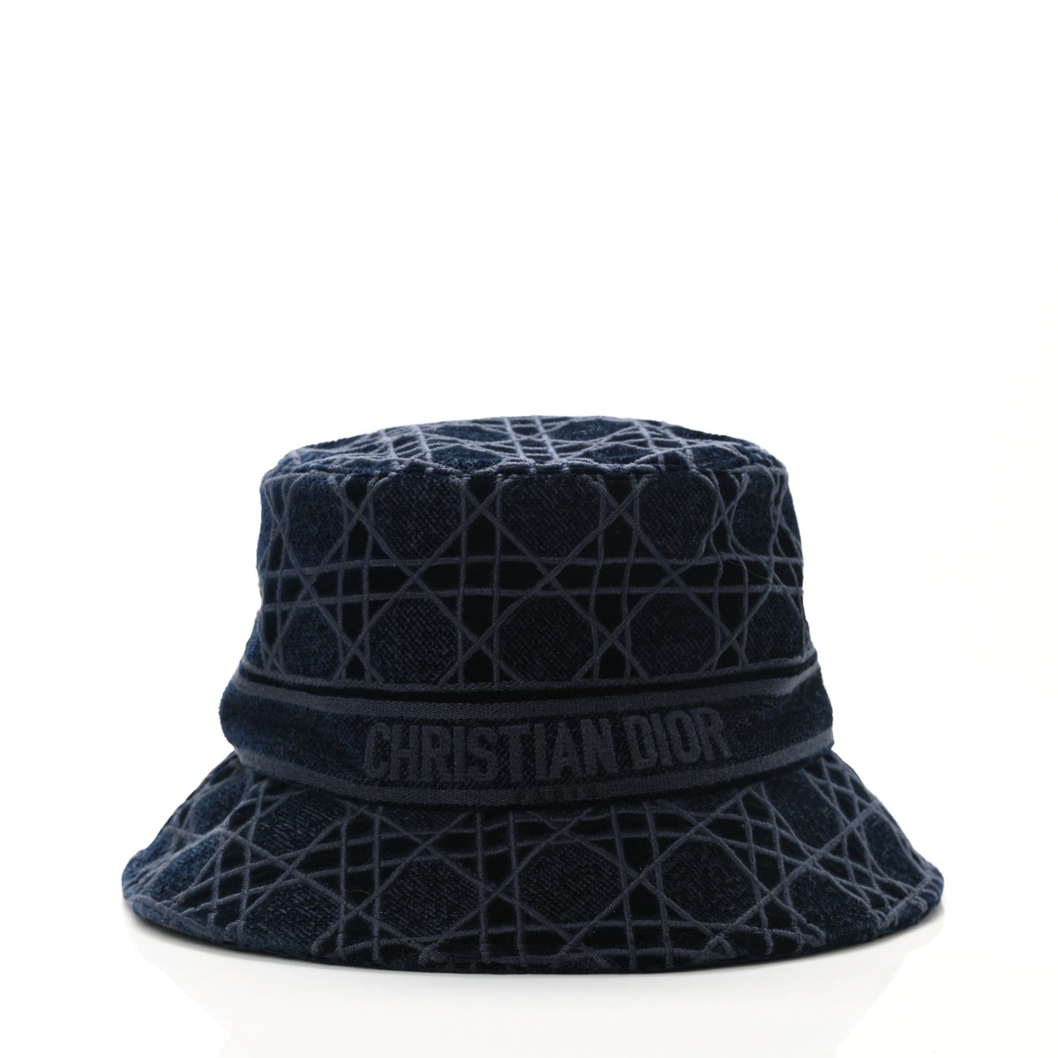 Christian Dior Velvet Cannage Bucket Hat 58 Blue 3 of 7