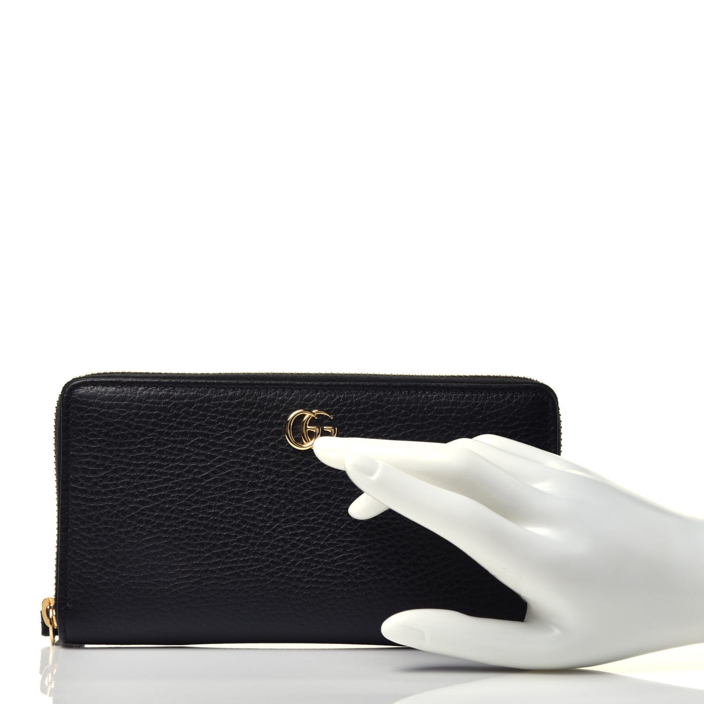 Dollar Calfskin GG Marmont Zip Around Wallet Black