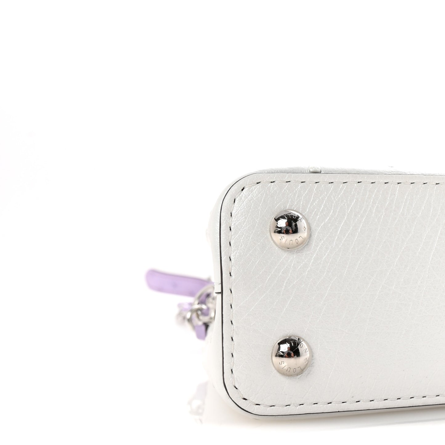 Iridescent Ostrich Capucines East West Mini White Pearl Lilac