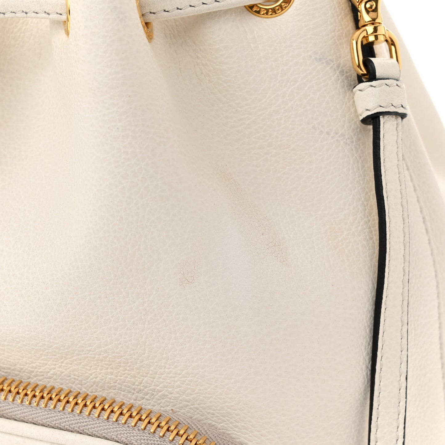 Glace Calfskin Logo Mini Bucket Crossbody Bag White