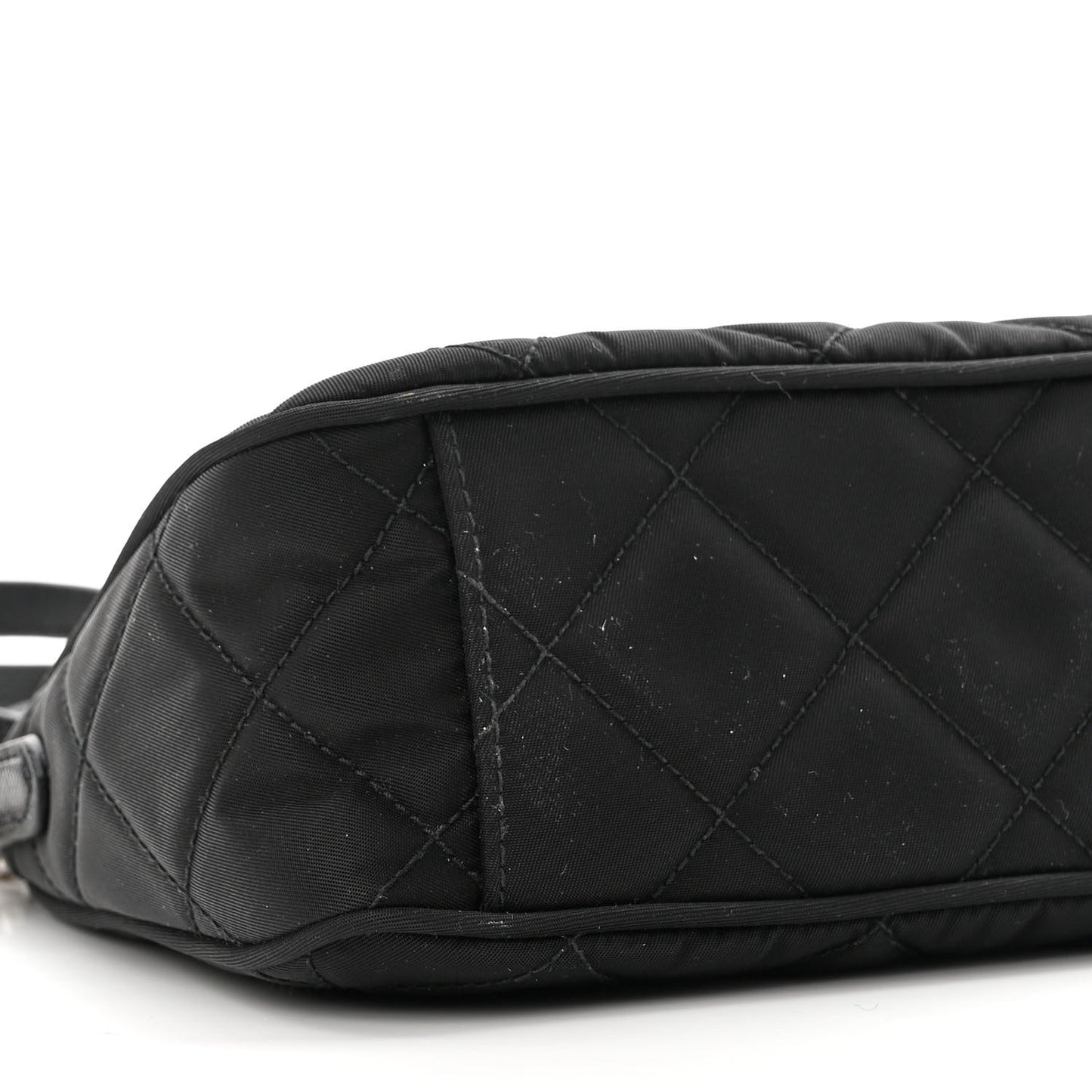 Nylon Tessuto Impuntu Quilted Crossbody Bag Black