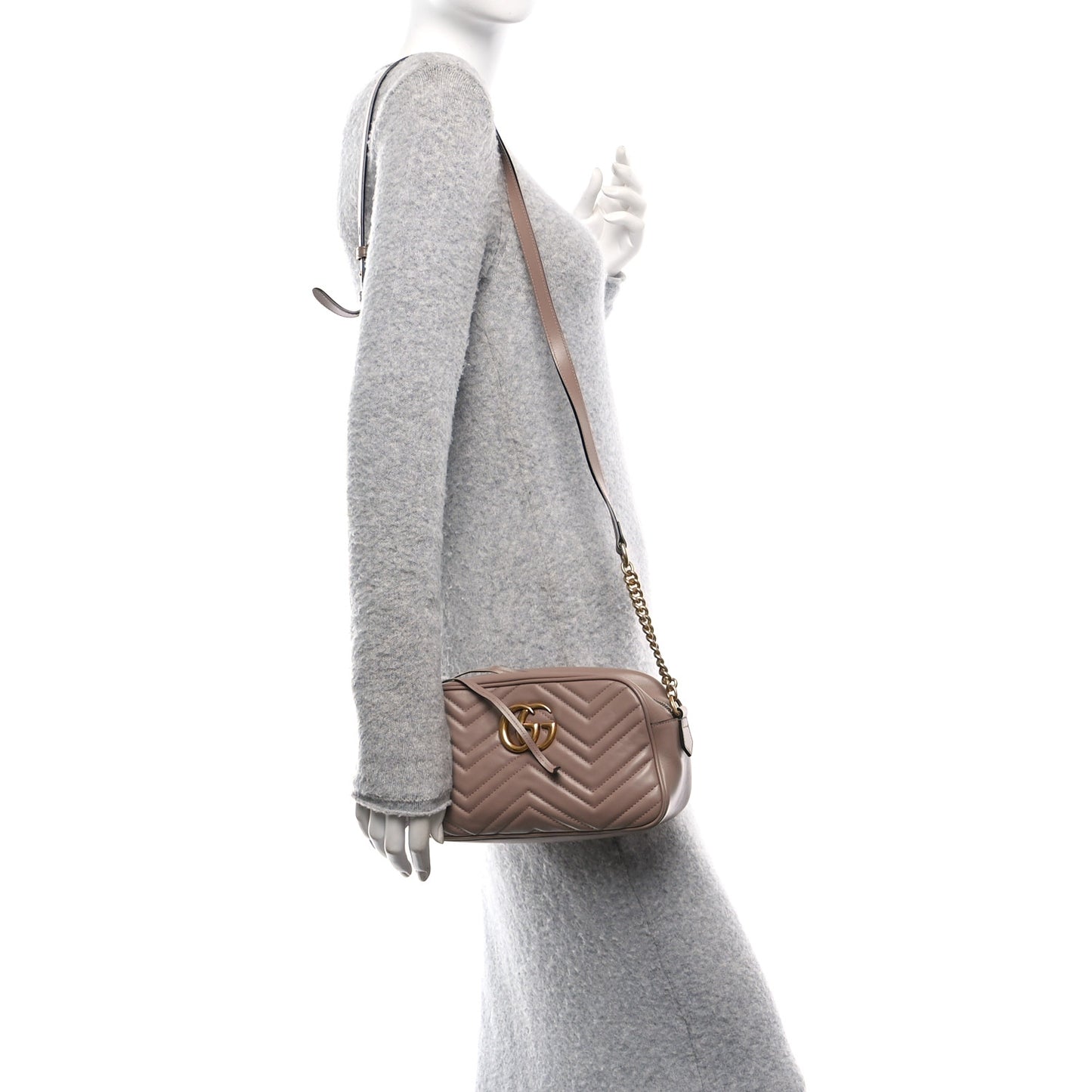Calfskin Matelasse Small GG Marmont Chain Shoulder Bag Porcelain Rose