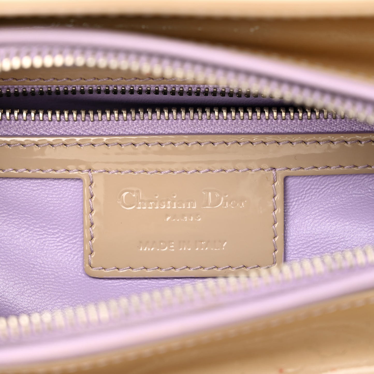 Lambskin Patent Stitched Cannage Medium Lady Dior Beige Purple