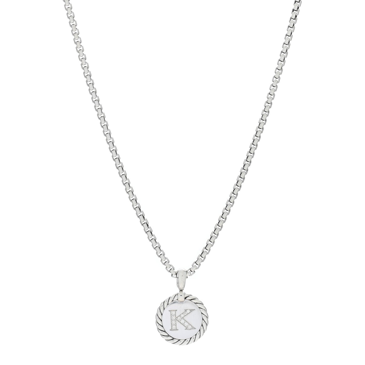 Sterling Silver Diamond Initial K Charm Necklace