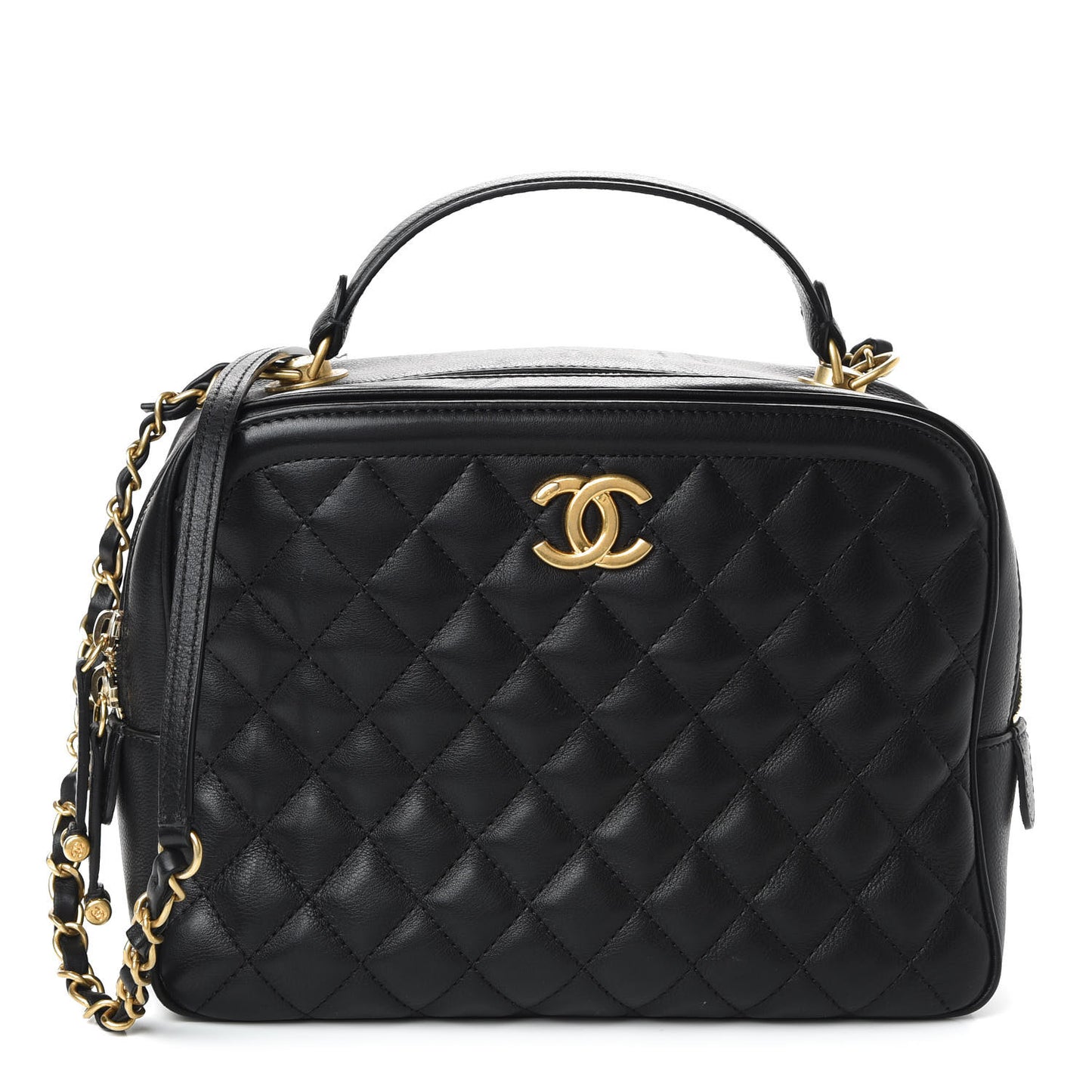 Calfskin Quilted CC Medium Vanity Case Black