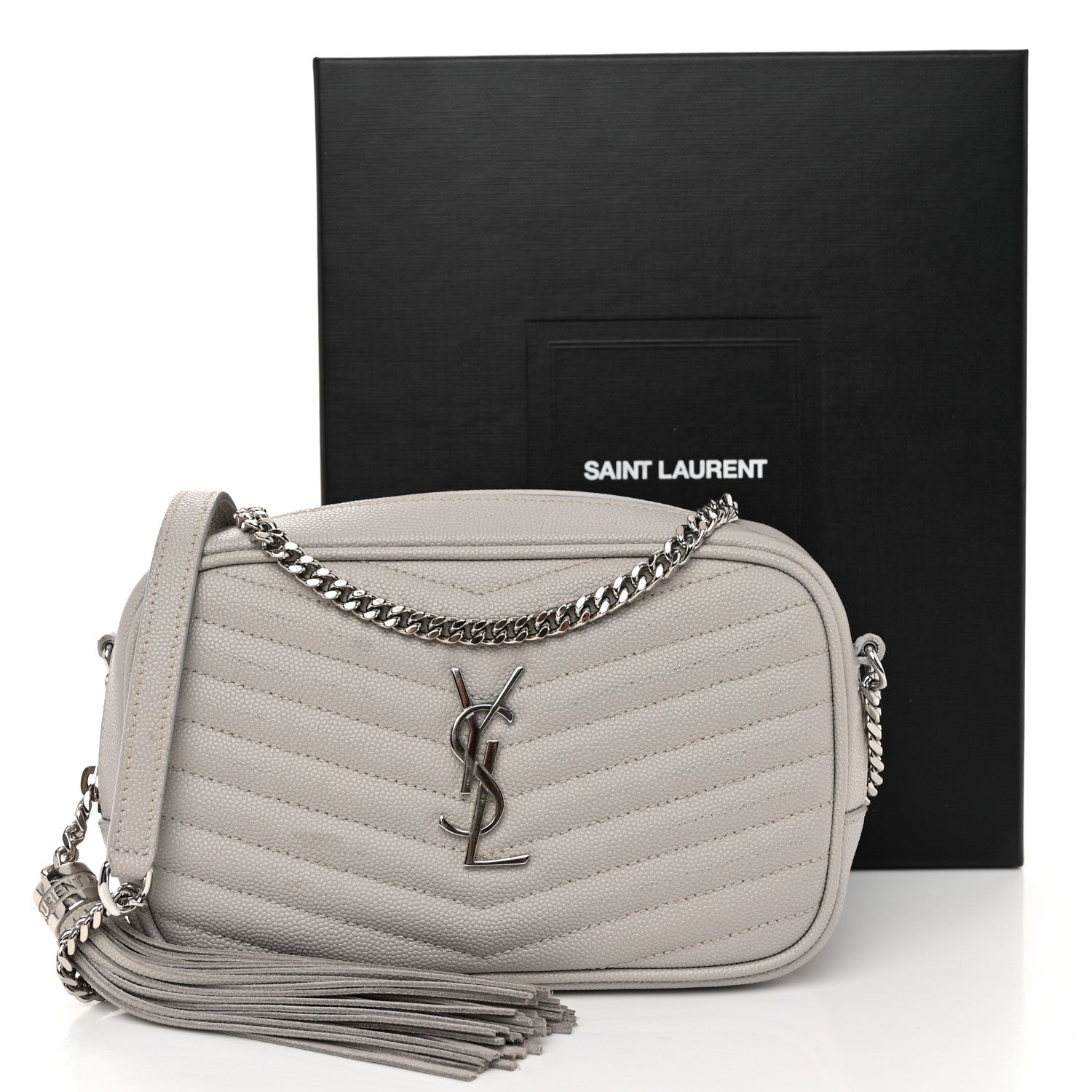 Saint Laurent Grain De Poudre Matelasse Monogram Mini Lou Camera Bag Granite 11 of 11