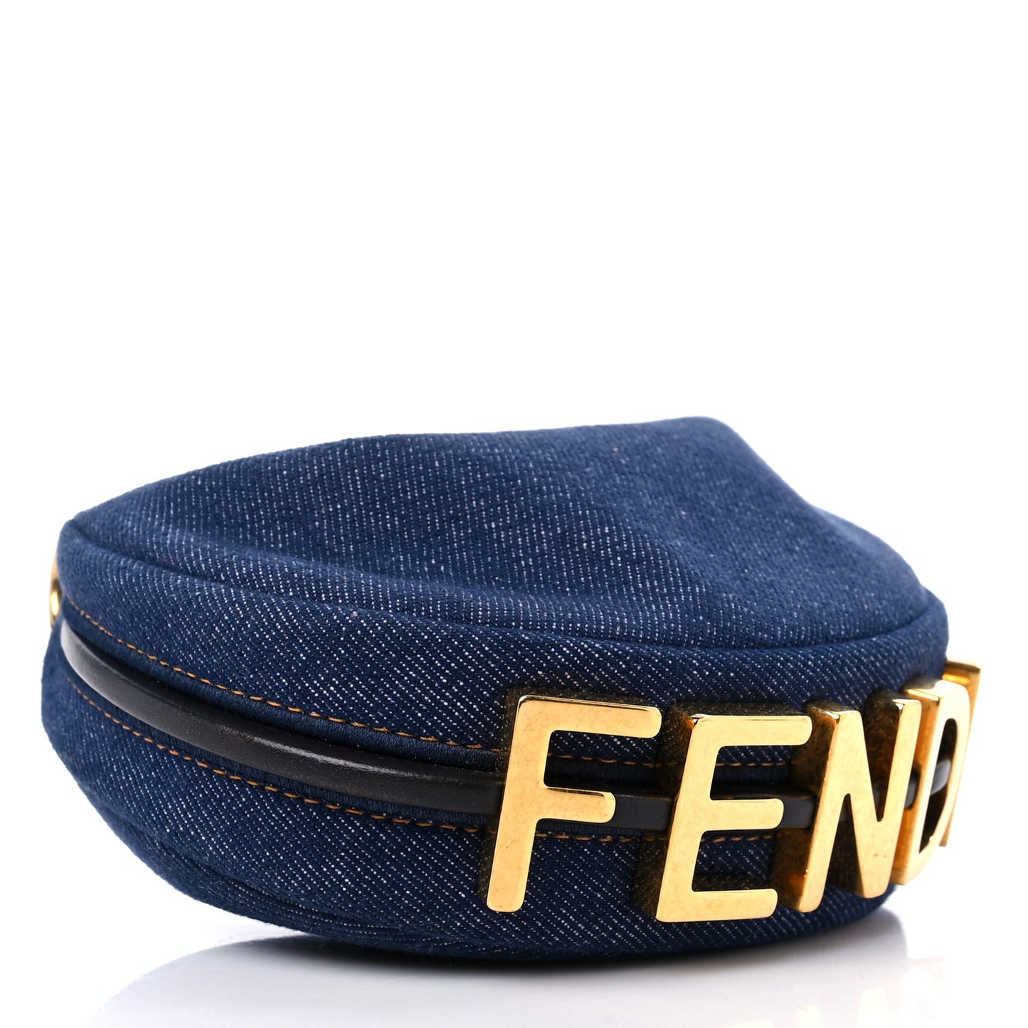 Denim Shiny Nappa Nano Fendigraphy Hobo Charm Blue Moro