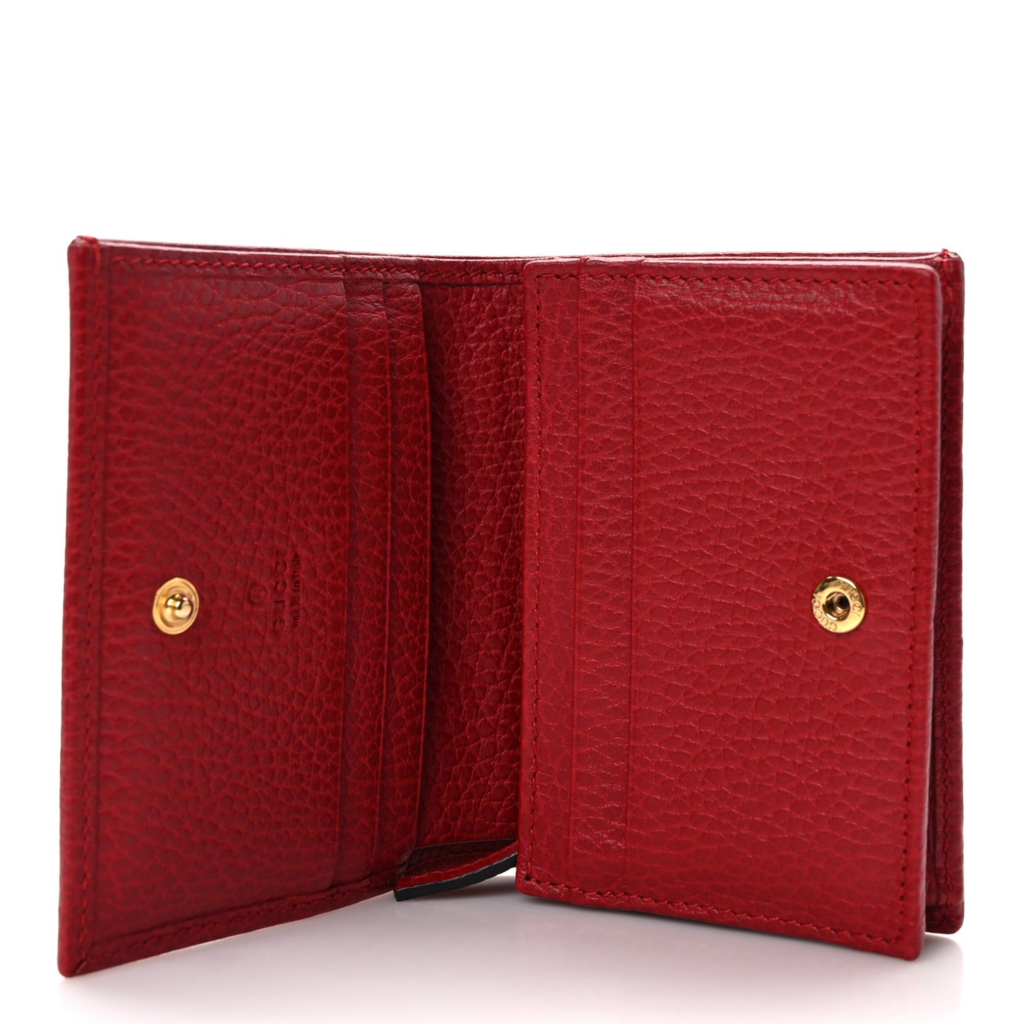 Pebbled Calfskin GG Marmont Card Case Hibiscus Red