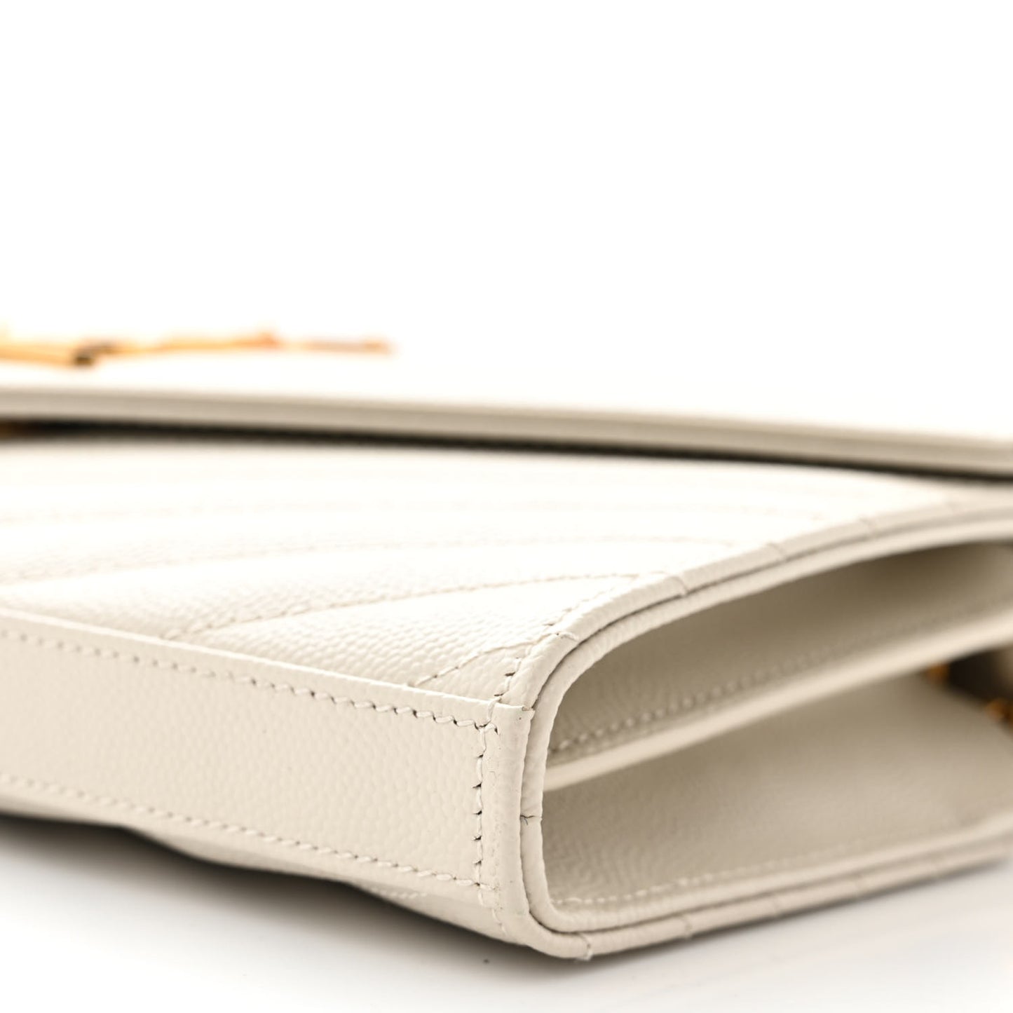 Grain De Poudre Matelasse Chevron Monogram Chain Wallet Crema Soft