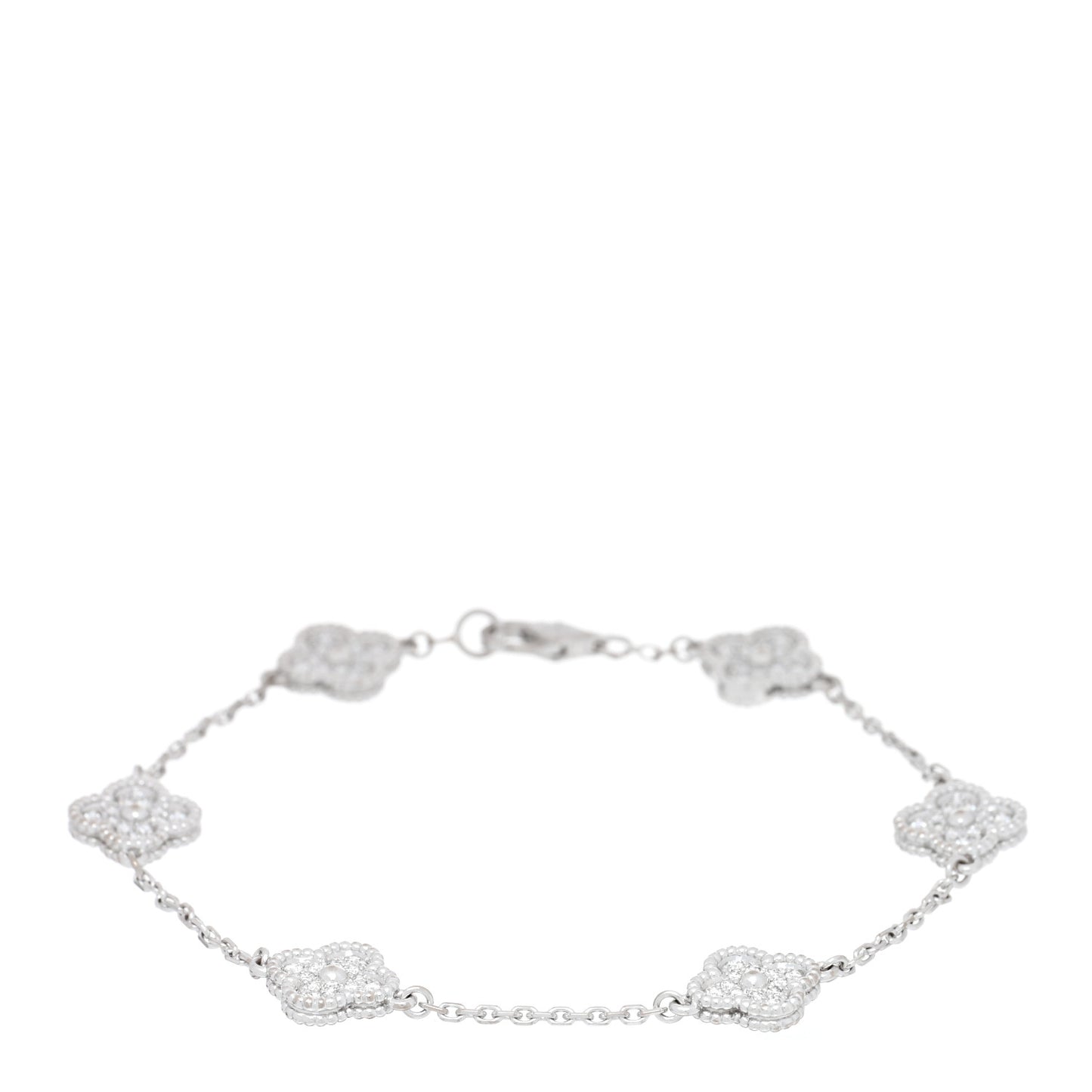 18K White Gold Diamond 6 Motifs Sweet Alhambra Bracelet