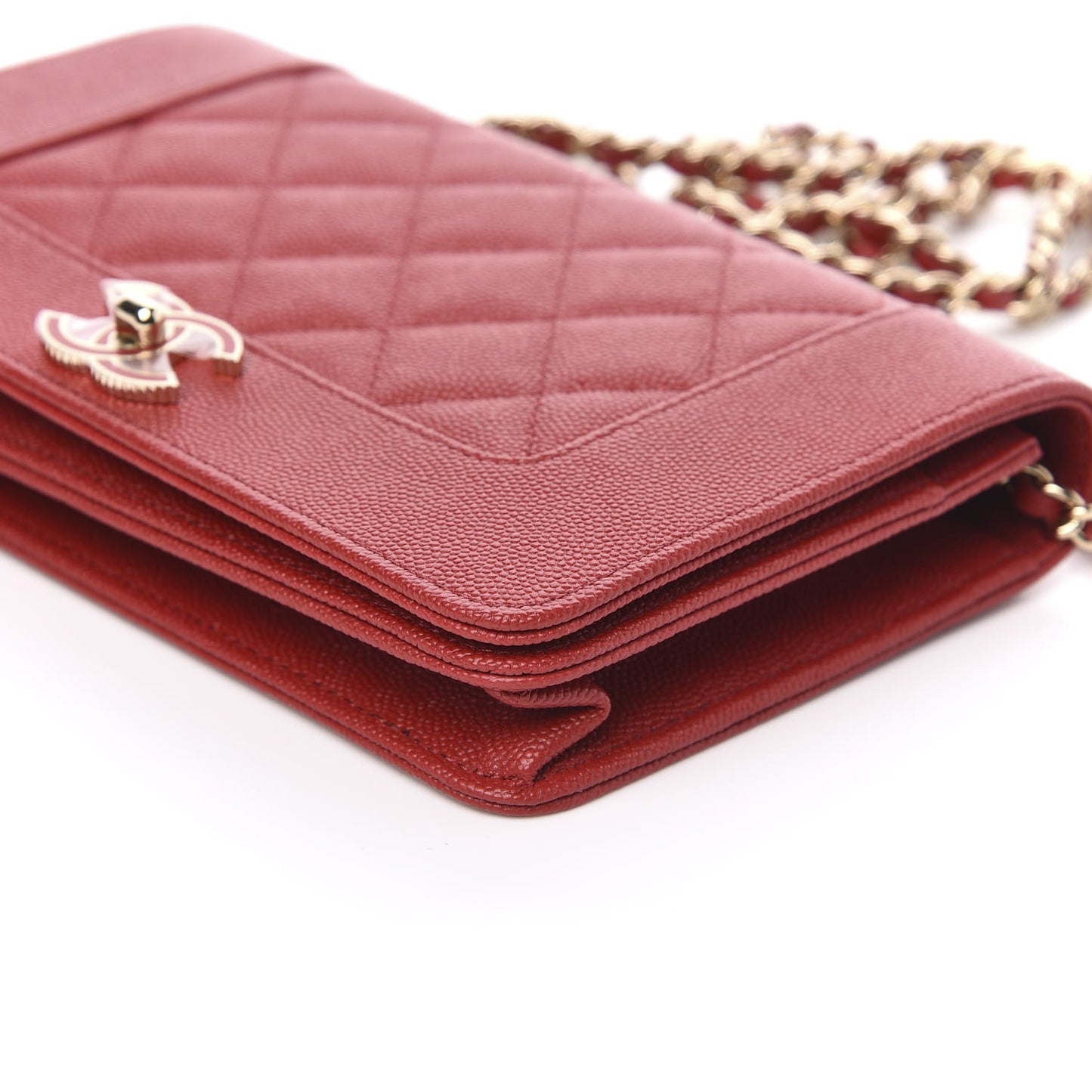 Caviar Quilted Vintage Mademoiselle Wallet On Chain WOC Red