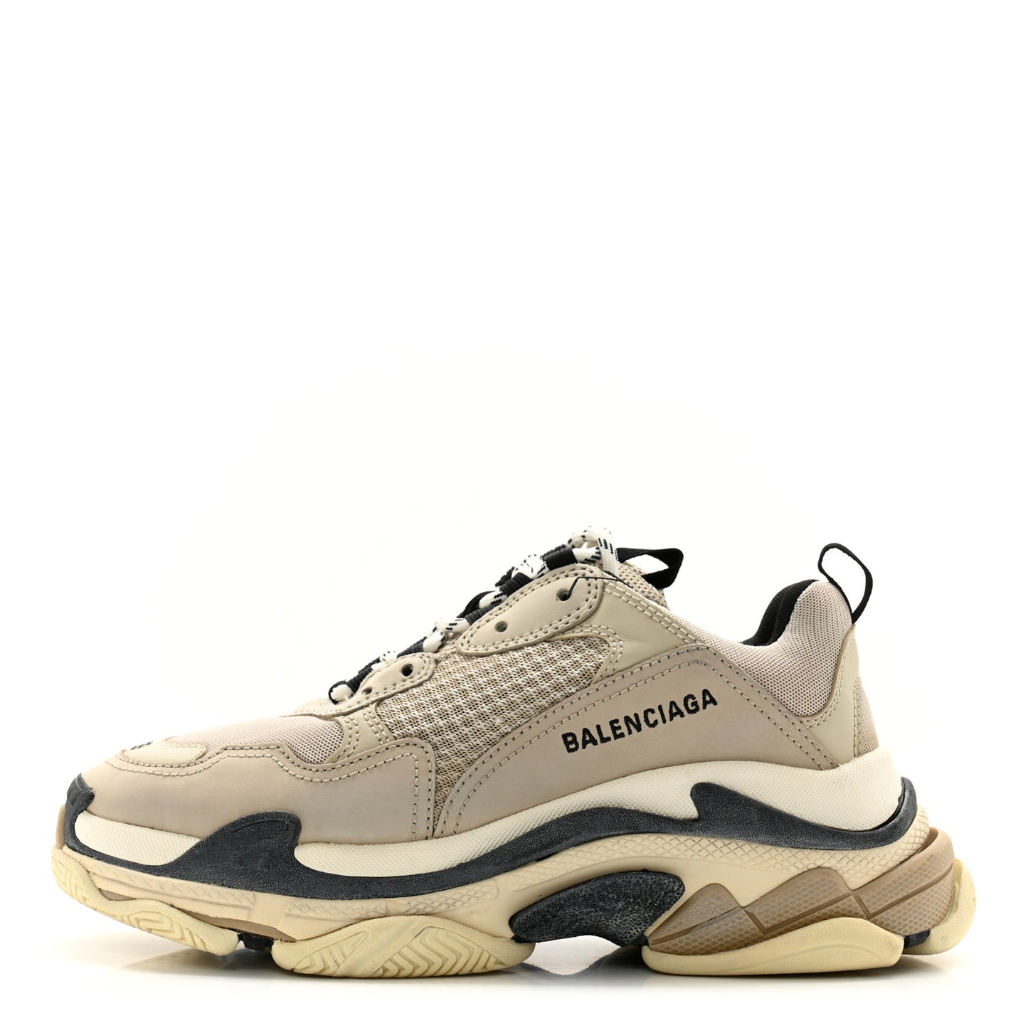Fabric Mesh Womens Triple S Sneakers 39 Beige Black