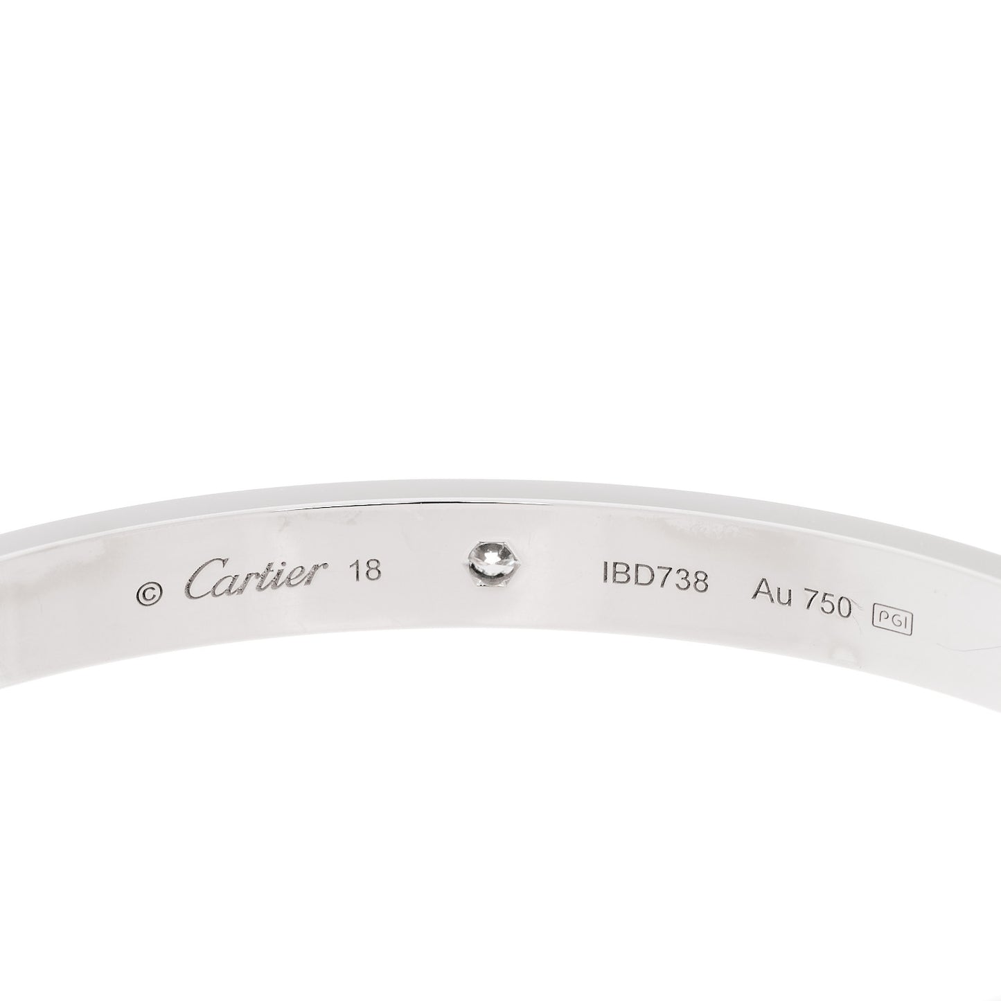18K White Gold 1 Diamond LOVE Cuff Bracelet 18