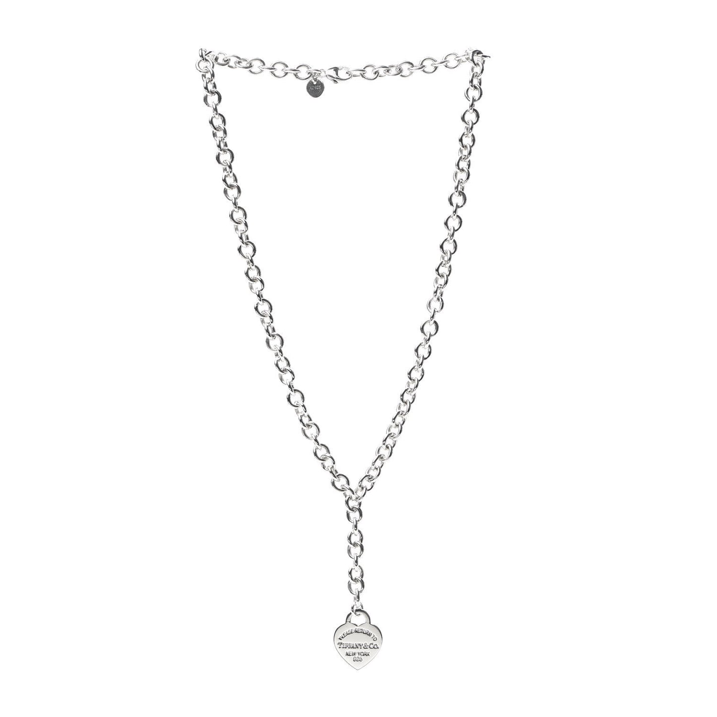 Sterling Silver Return To Heart Tag Lariat Necklace