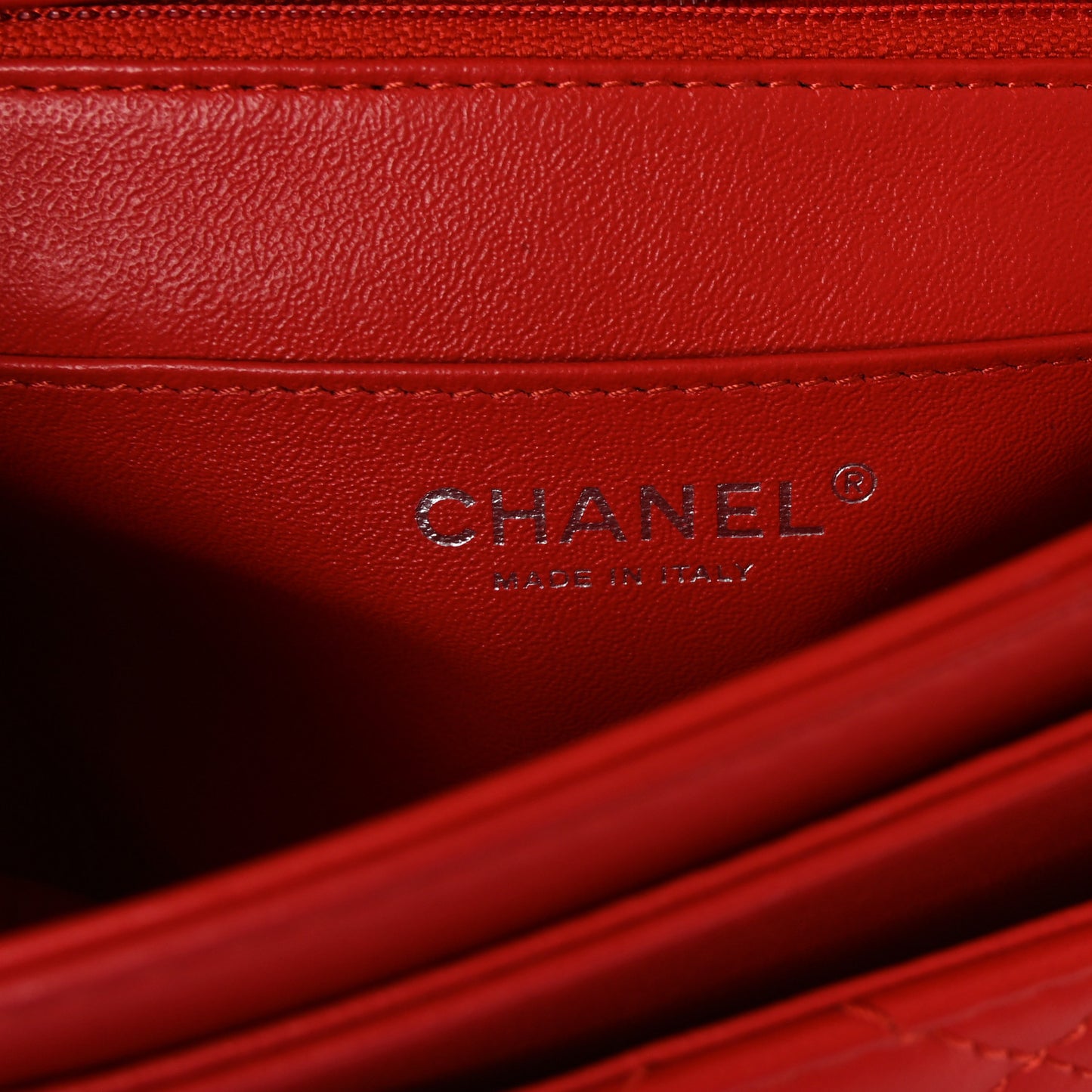 Lambskin Quilted Large Geometric Flap Red