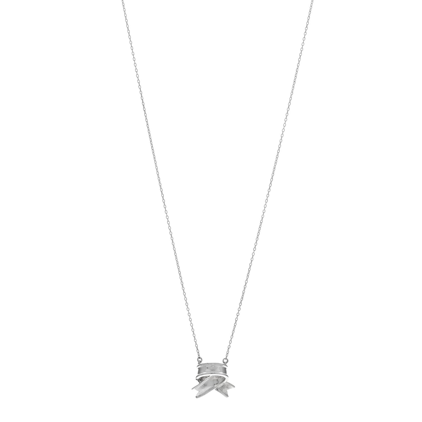 Sterling Silver Ribbon Pendant Necklace