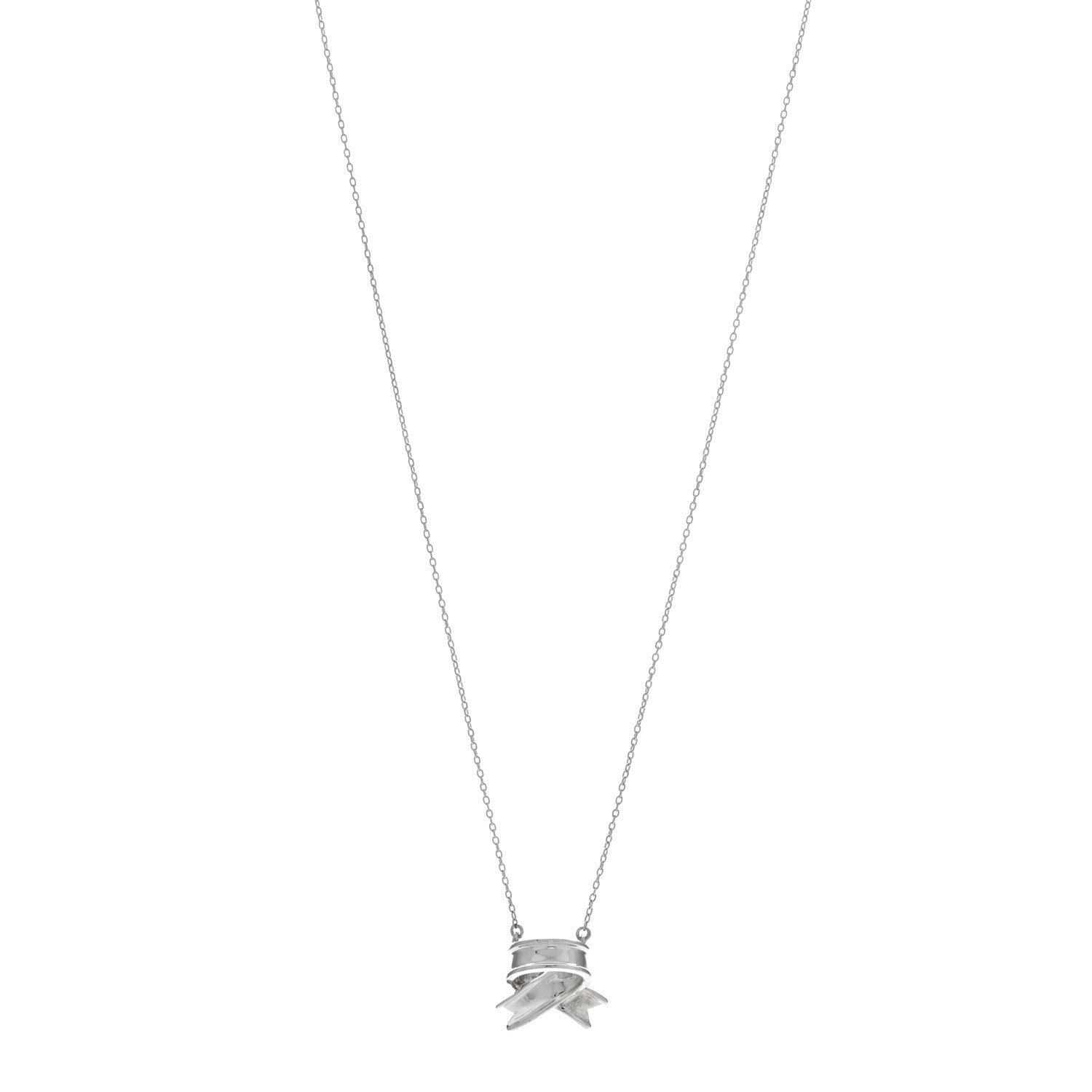 Tiffany Sterling Silver Ribbon Pendant Necklace 1 of 4