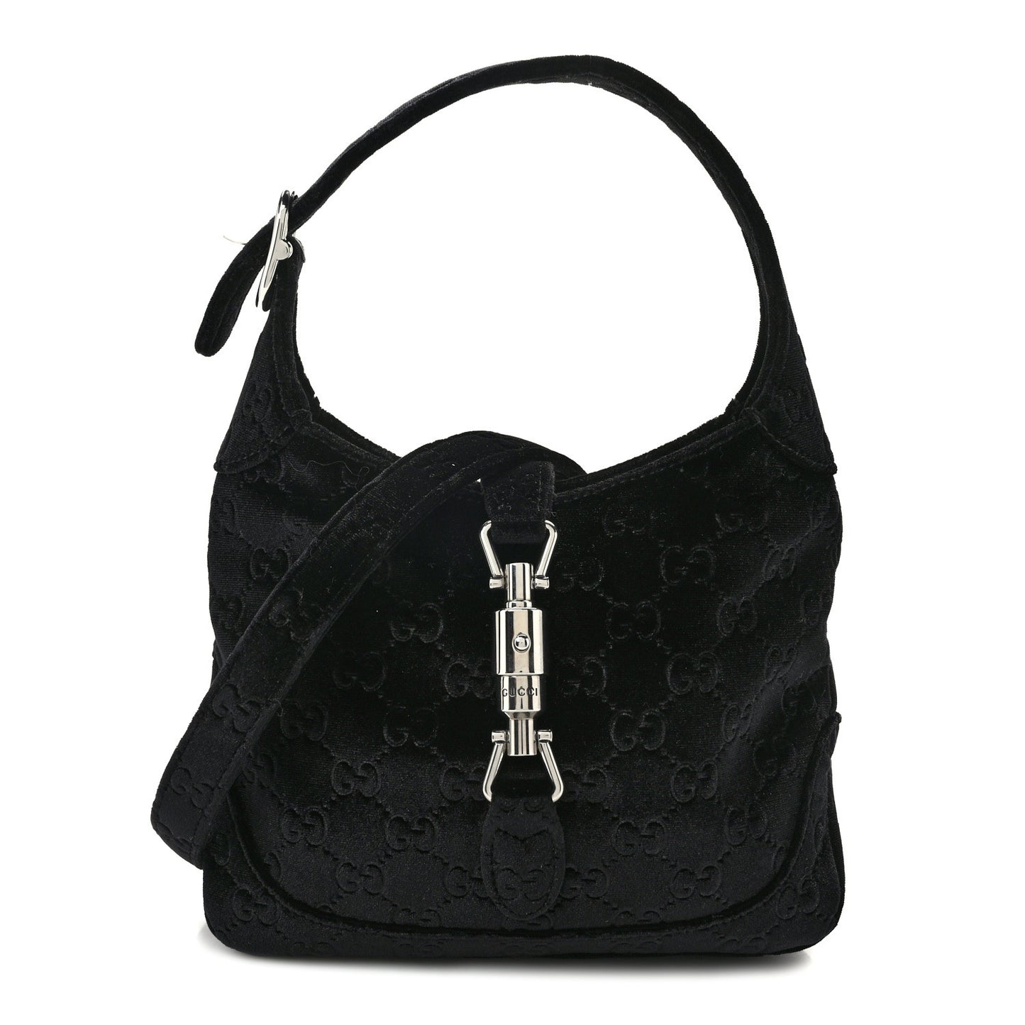 New Velvet Ashmir GG Monogram Small Jackie 1961 Hobo Black
