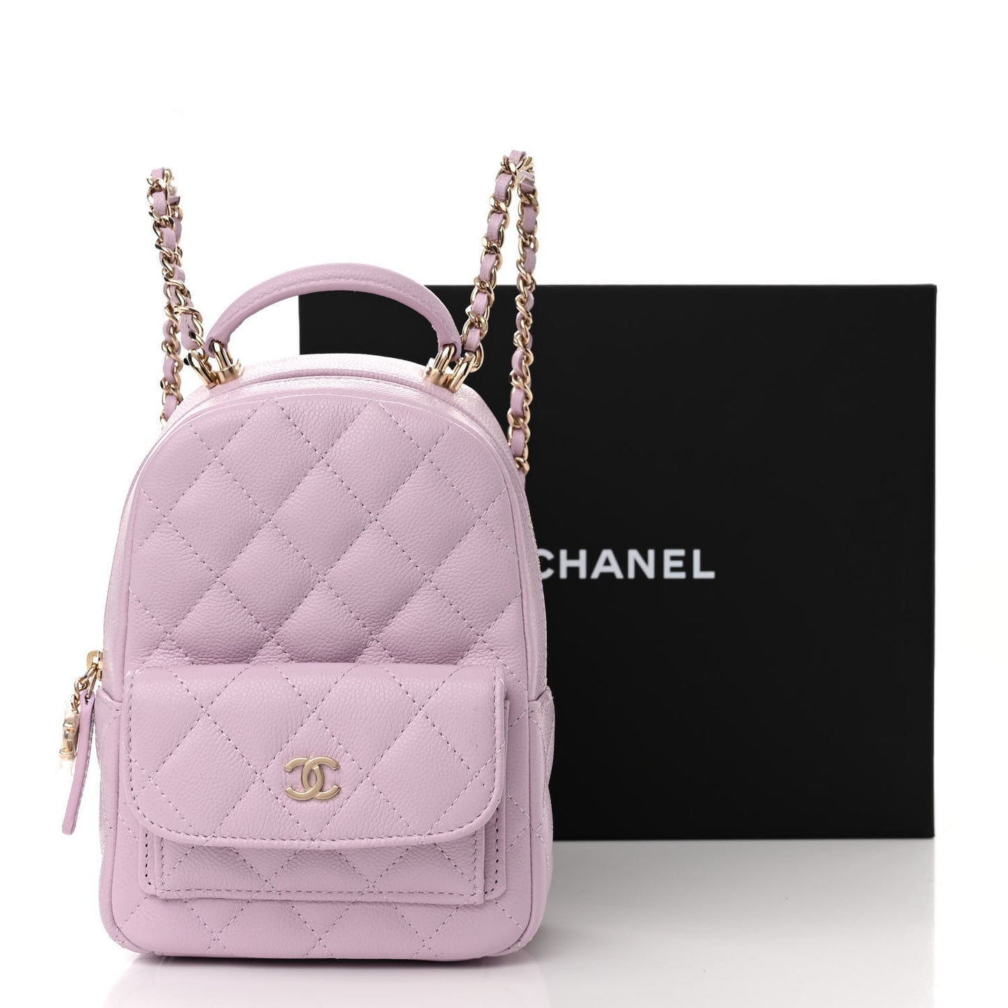Caviar Quilted CC Mini Classic Backpack Light Purple