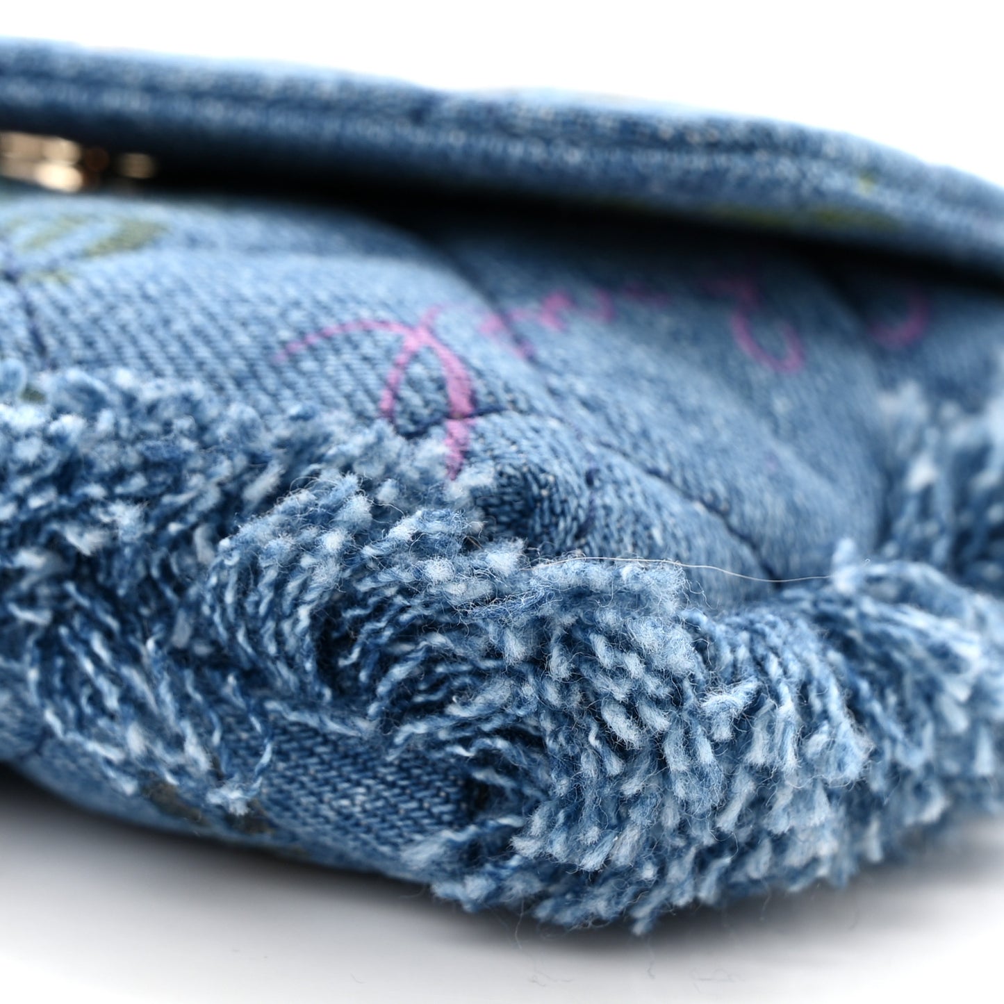 Denim Quilted Denim Mood Clutch With Chain Blue Multicolor
