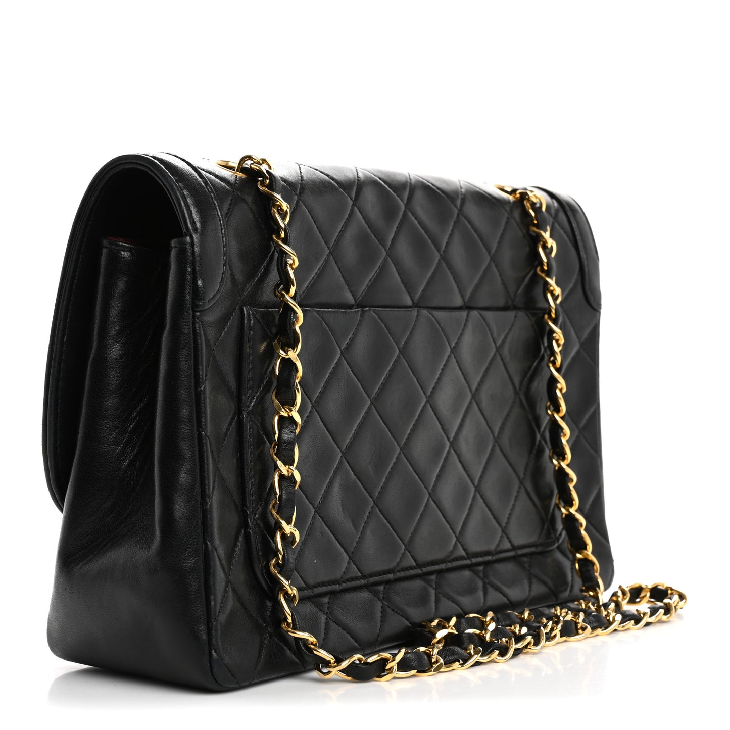 Lambskin Quilted Medium Single Flap Black