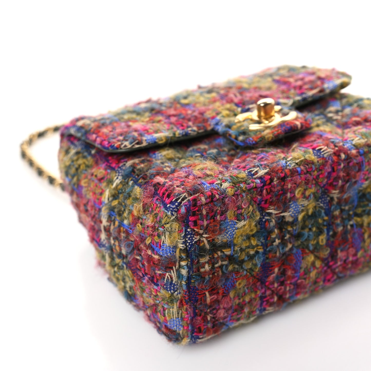 Tweed Quilted Mini Square Flap Multicolor