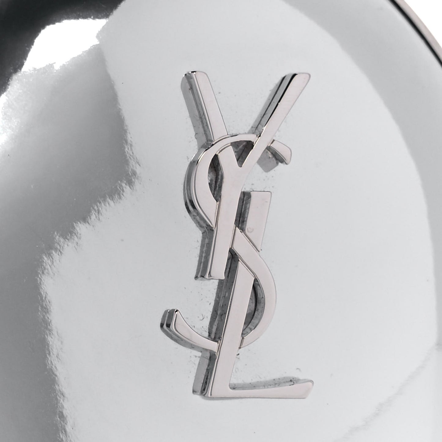 Mirror Vinyl Heart Monogram Love Box Crossbody Silver
