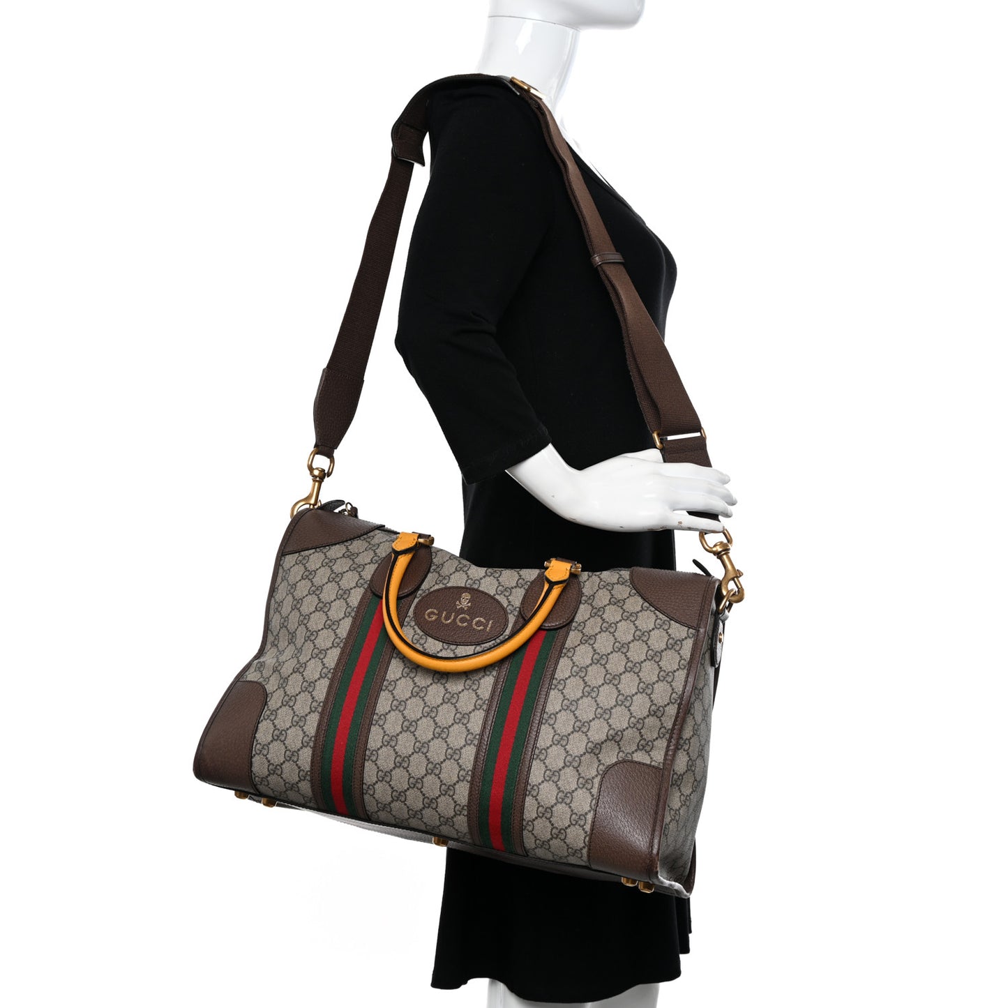 Soft GG Supreme Monogram Web Medium Duffle Bag Beige New Acero Crop