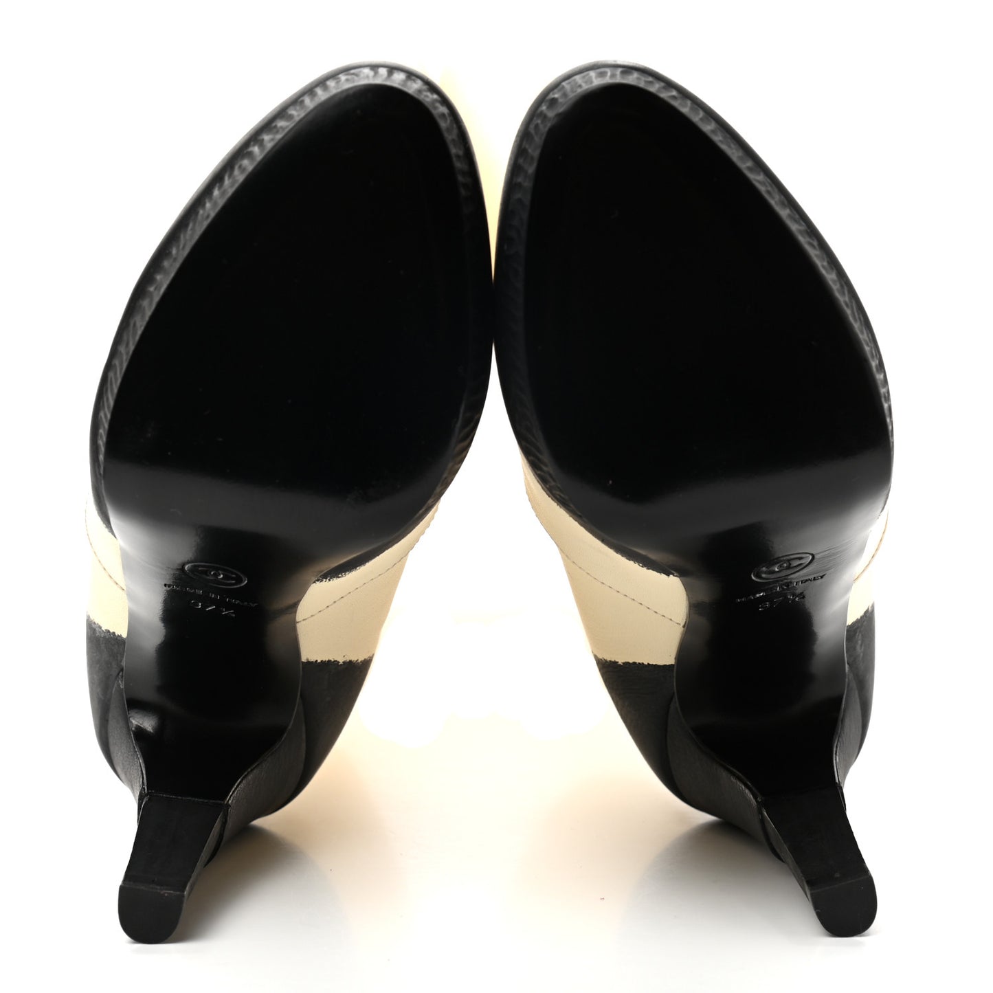 Calfskin CC High Boots 37.5 Dark White Black