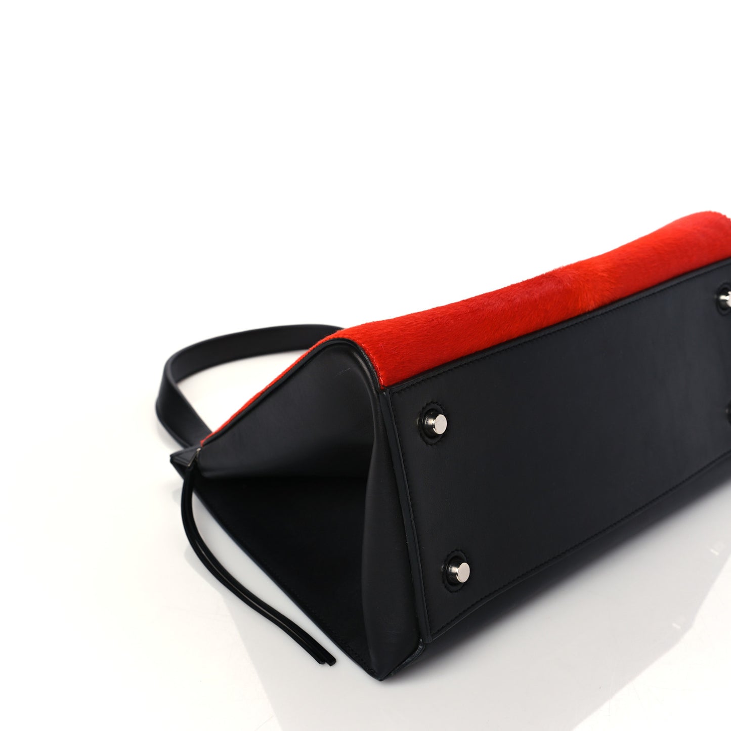 Pony Hair Medium Edge Shoulder Bag Vermillion