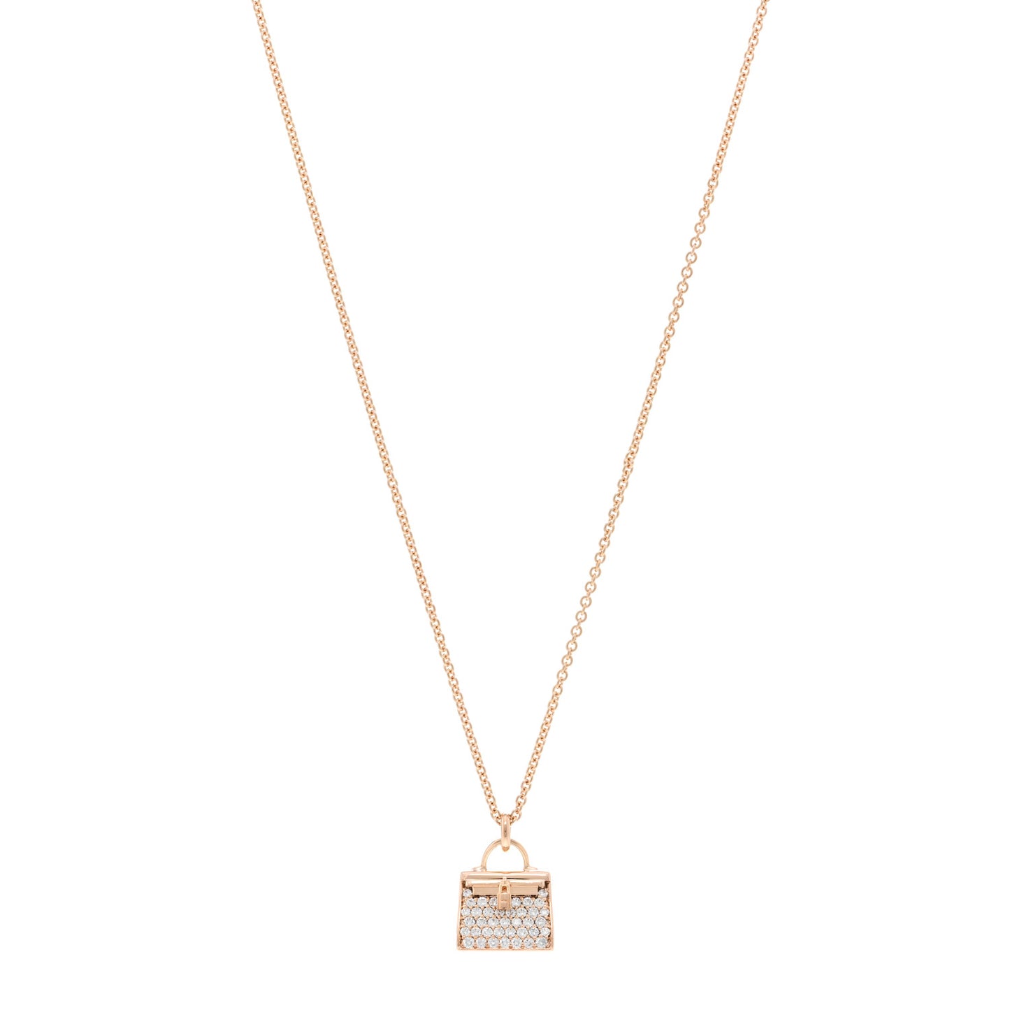 18K Rose Gold Diamond Kelly Amulettes Pendant Necklace