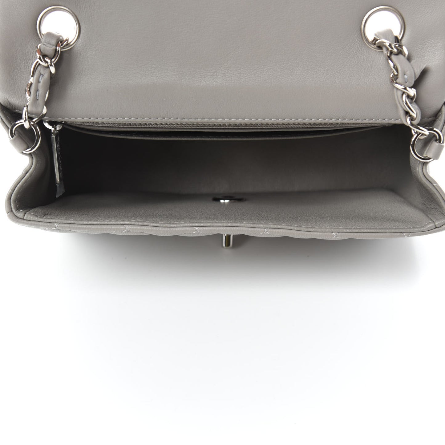 Lambskin Quilted Mini Rectangular Flap Grey