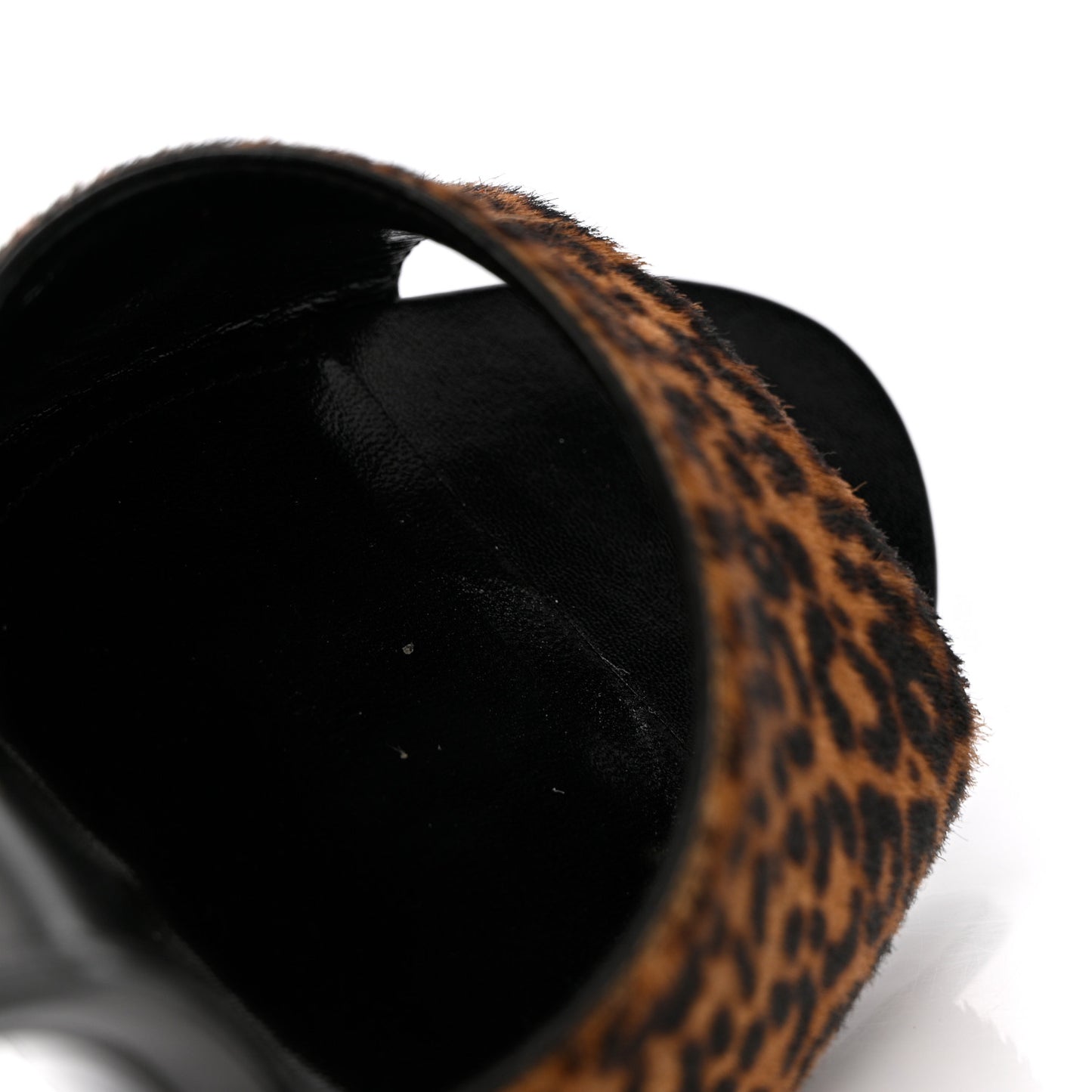 Pony Hair Leopard Print Sexy 95mm Pumps 38.5 Natural Black