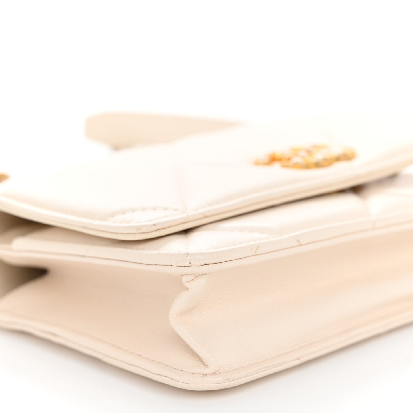 Lambskin Quilted Chanel 19 Wallet On Chain WOC Light Beige
