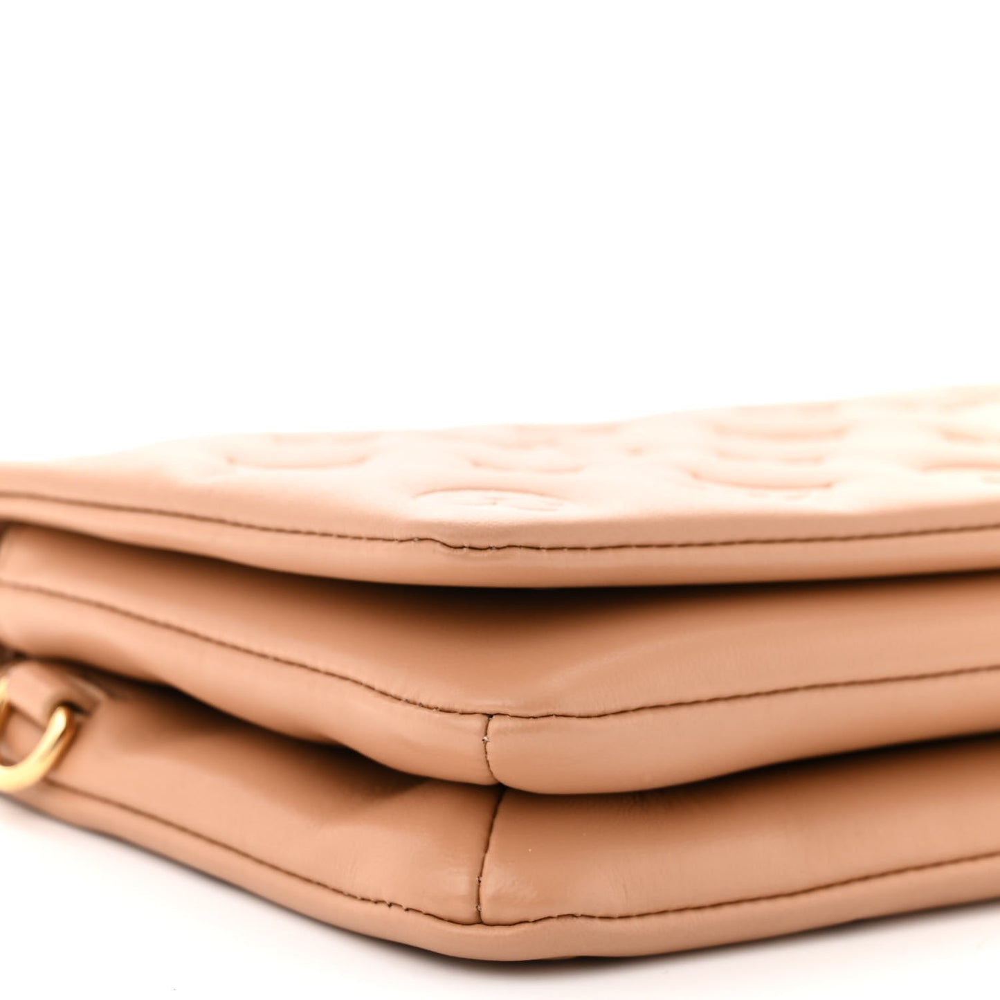 Lambskin Embossed Monogram Pochette Coussin Camel