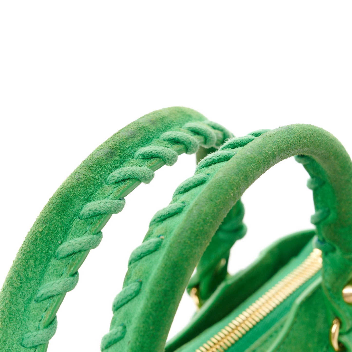 Baby Daim Suede Gold Metallic Edge Hardware Mini City Vert Fluo