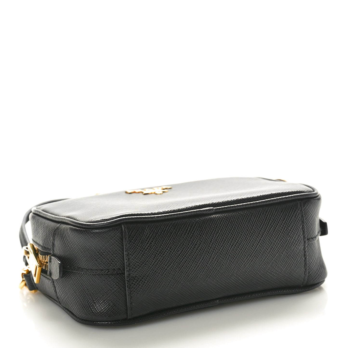 Vitello Daino Medium Double Zip Shoulder Bag Black