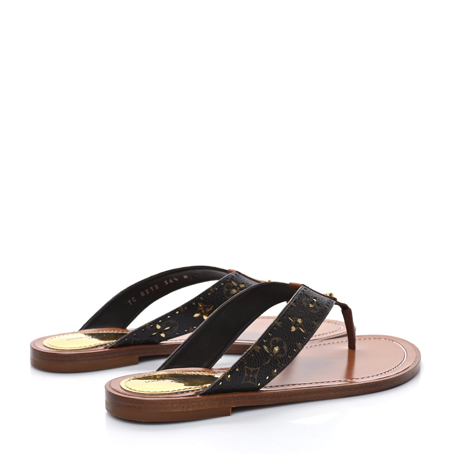 Monogram Sunny Flat Thong Sandals 36.5 Brown