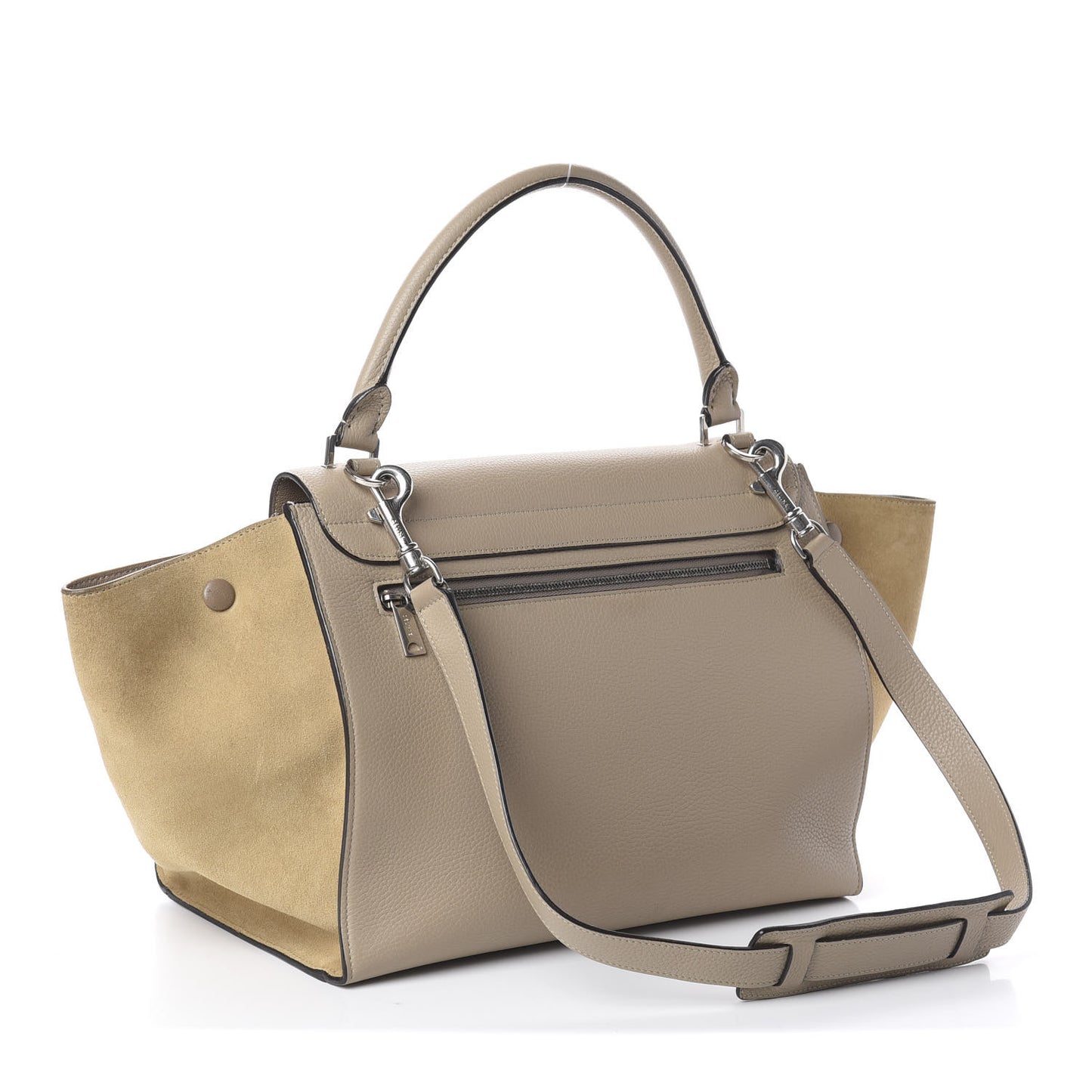 Drummed Calfskin Suede Medium Trapeze Dune